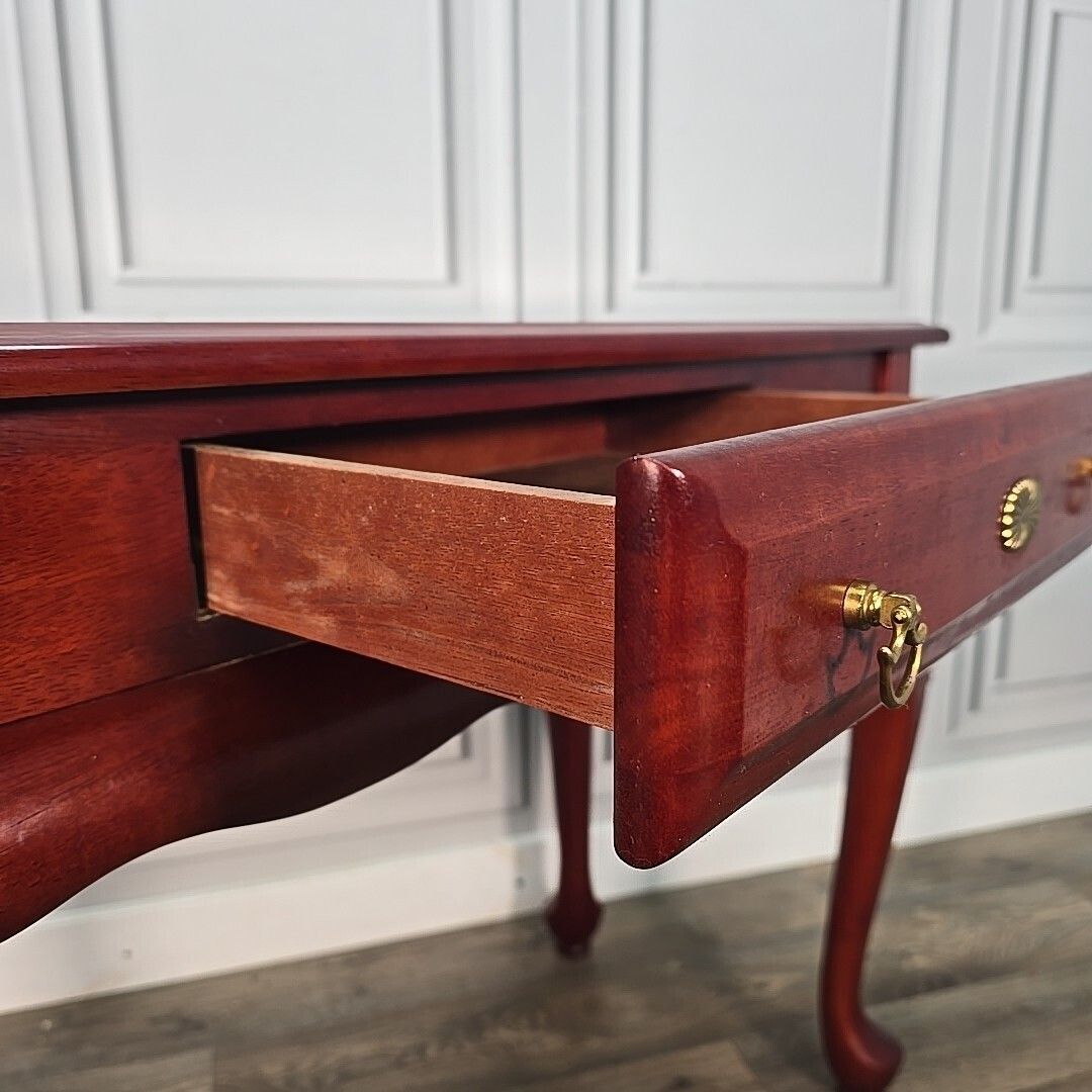 Furniture Antique Console Table Queen Anne Style Mahogany With Drawer – Hall Side Entrance photo