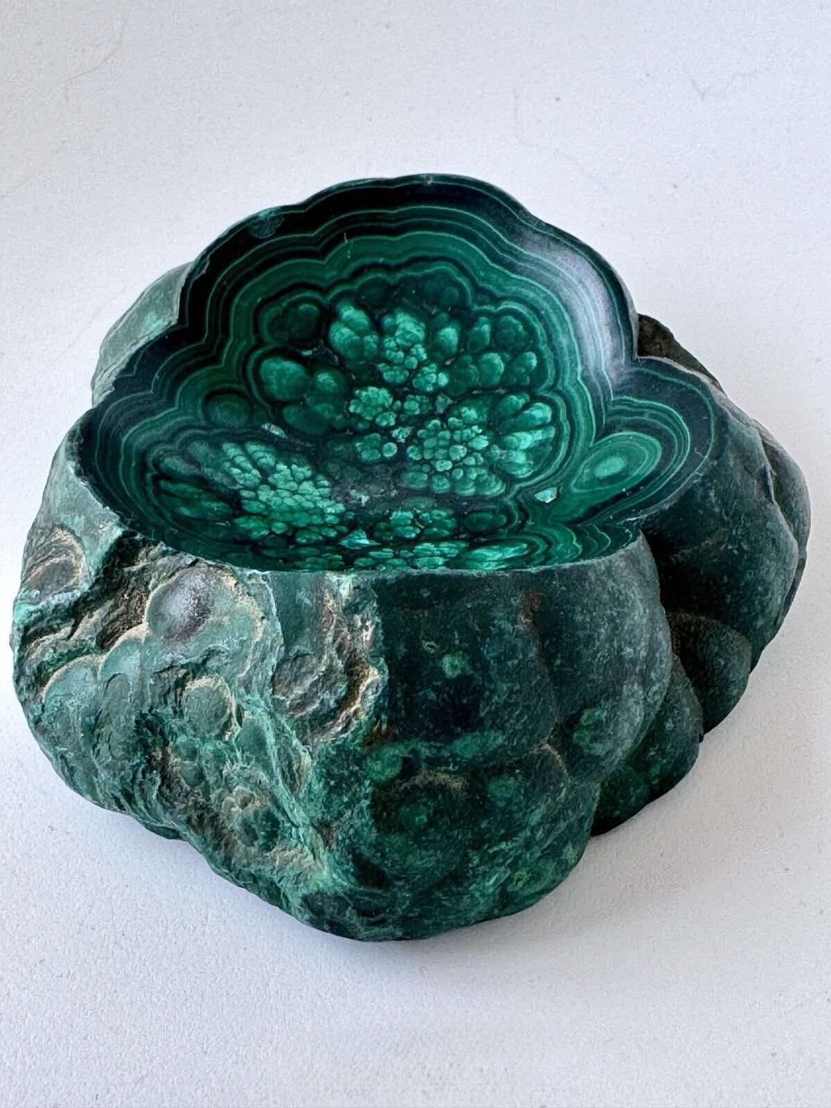 1950’s Polished Malachite Specimen Partially Polished Bowl photo furniture
