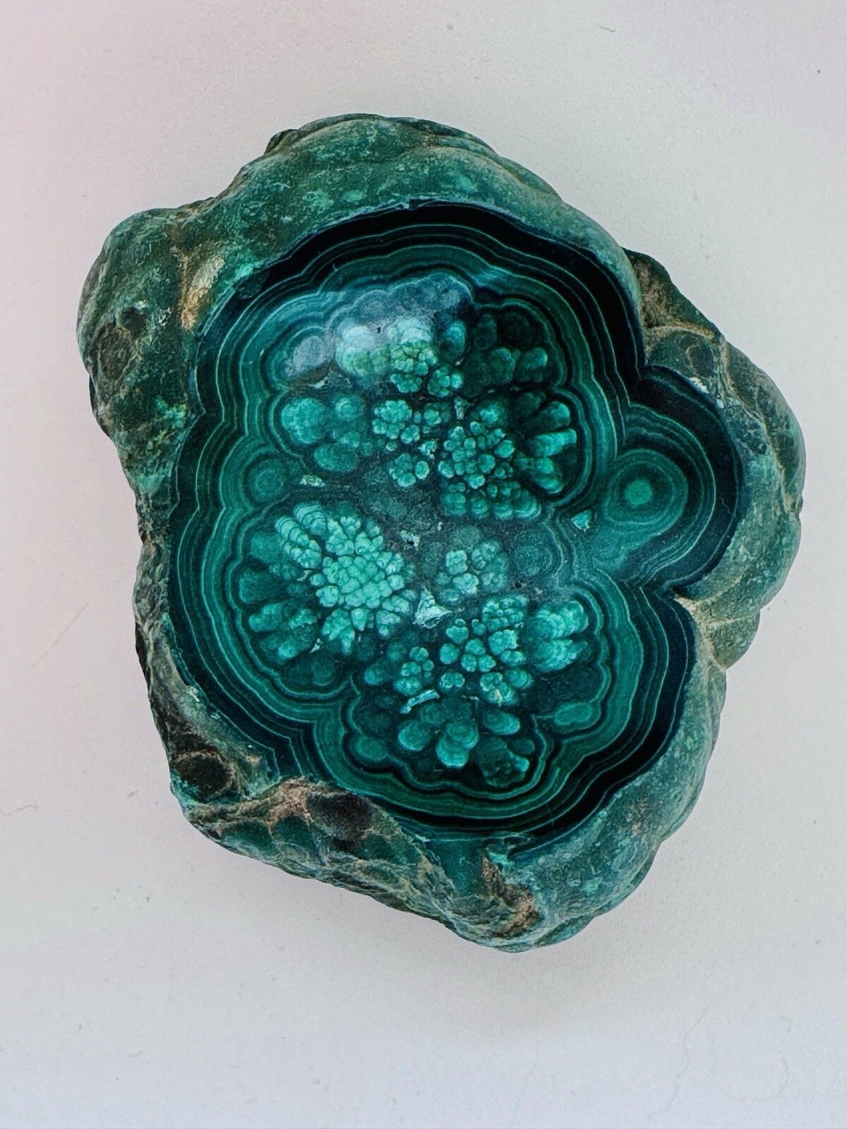 photo for sale 1950’s Polished Malachite Specimen Partially Polished Bowl