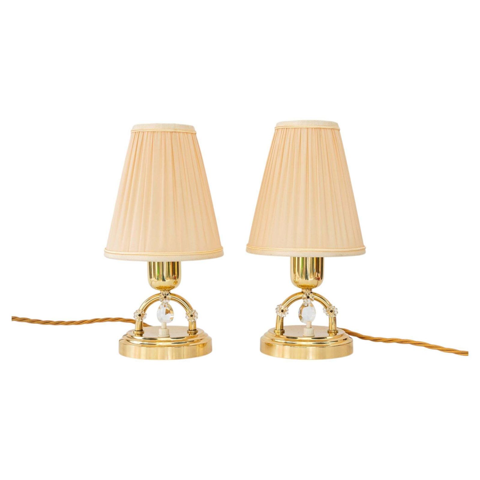2x Rupert Nikoll Table Lamps With Fabric Shades Vienna Around 1960s