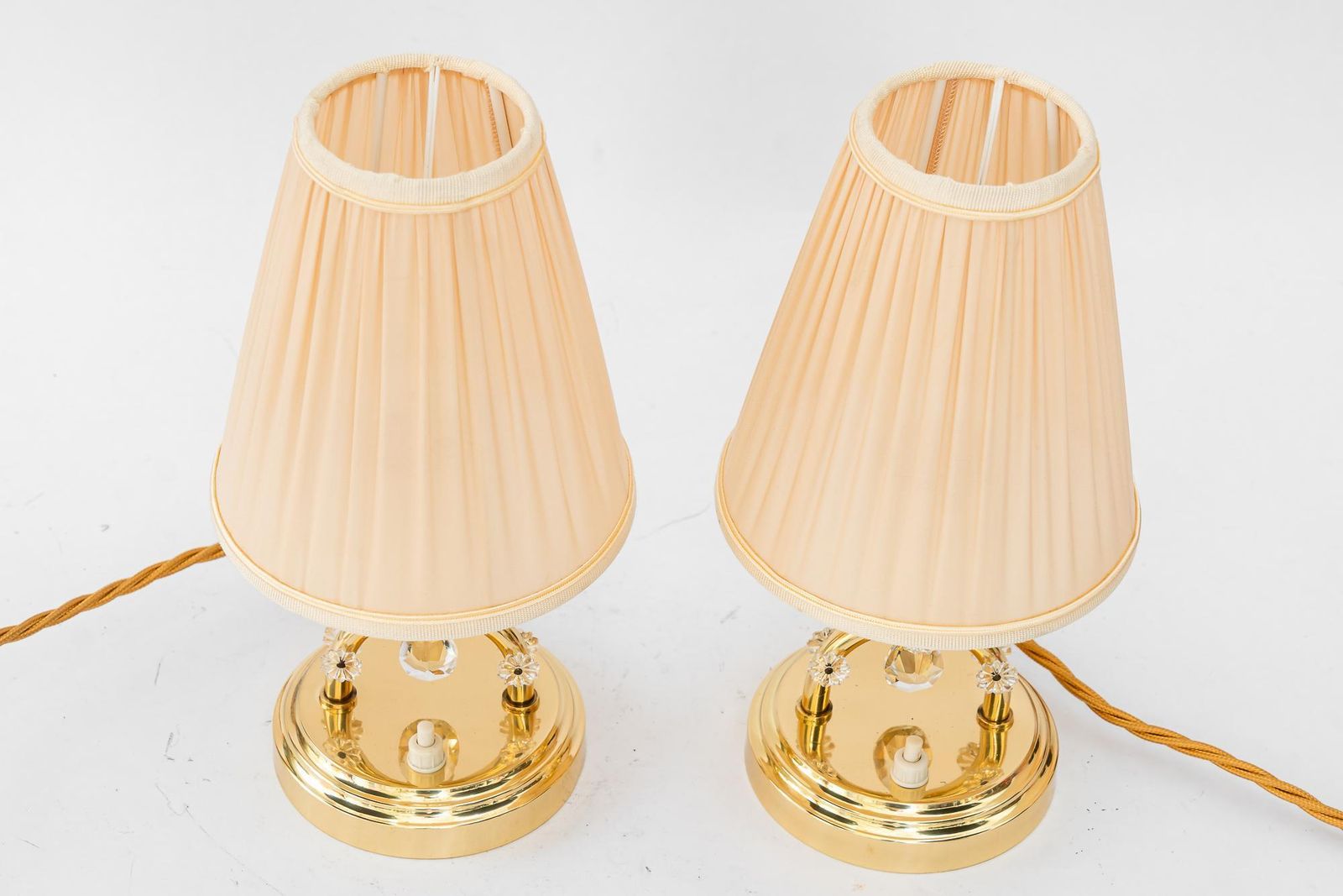 2x Rupert Nikoll Table Lamps With Fabric Shades Vienna Around 1960s photo for sale