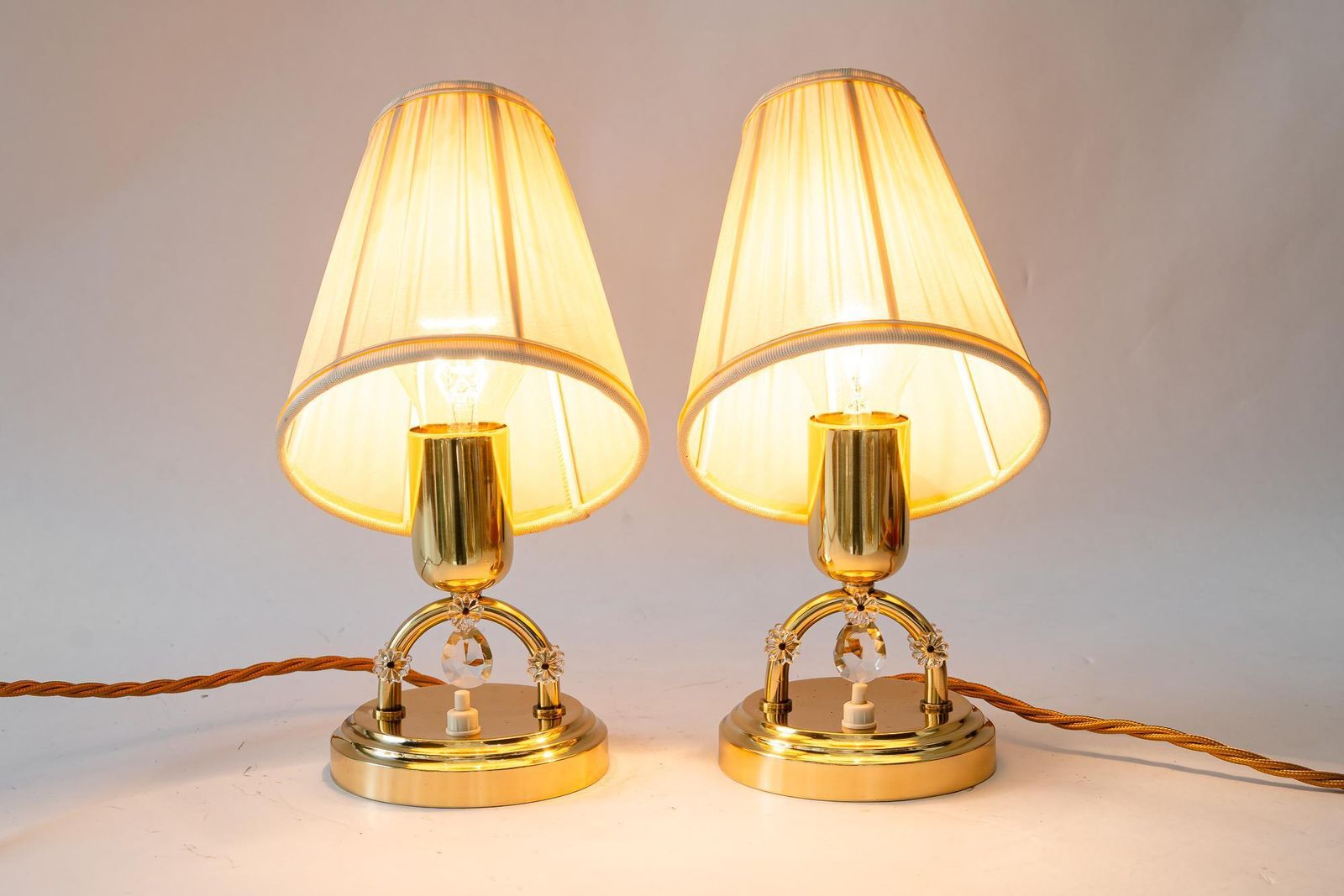 2x Rupert Nikoll Table Lamps With Fabric Shades Vienna Around 1960s photo vintage