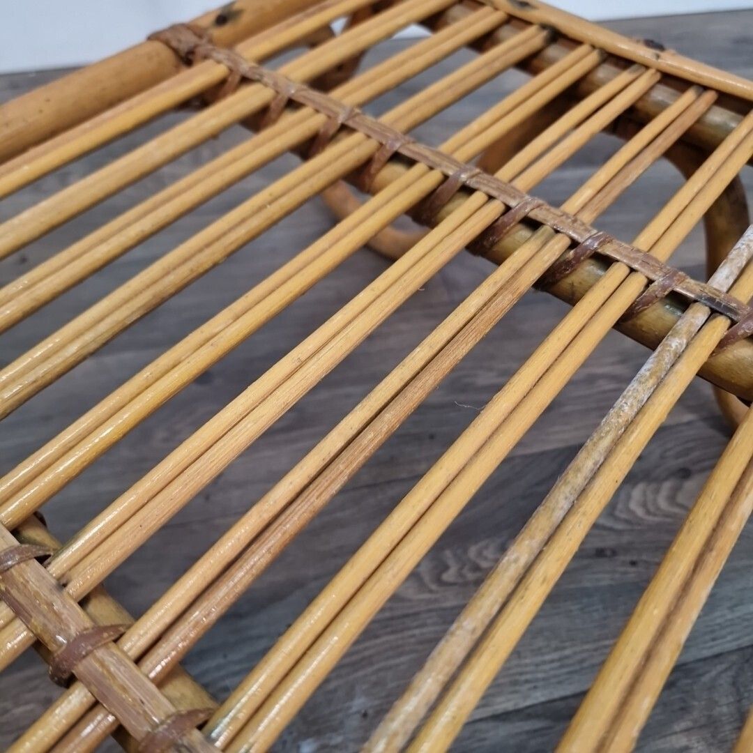 photo for sale Retro Vintage Coffee Table Mid Century Bamboo & Rattan   Glass Top – Boho Style
