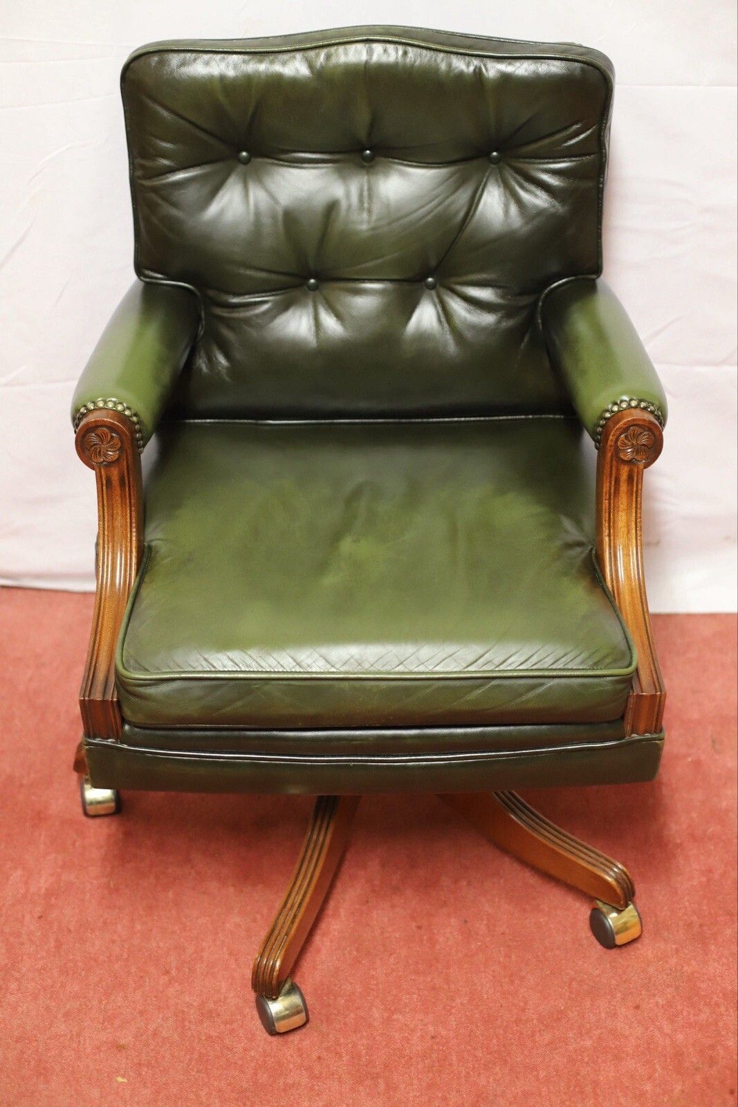 Bevan Funnel Reprodux , Stunning Mahogany And Leather Swivel Chair photo furniture