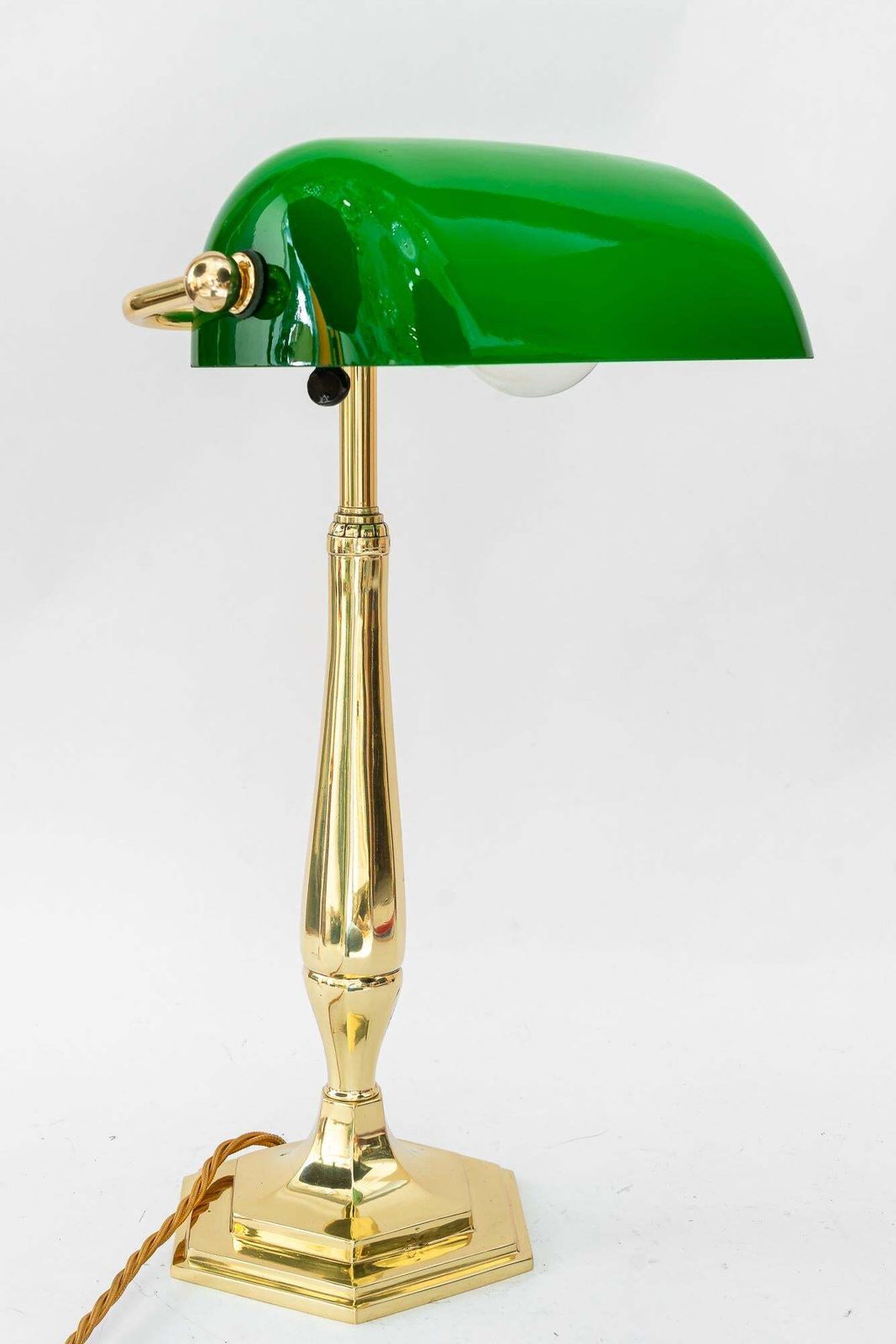 Solid Banker Table Lamp With Original Glass Shade Vienna Around 1920s photo furniture
