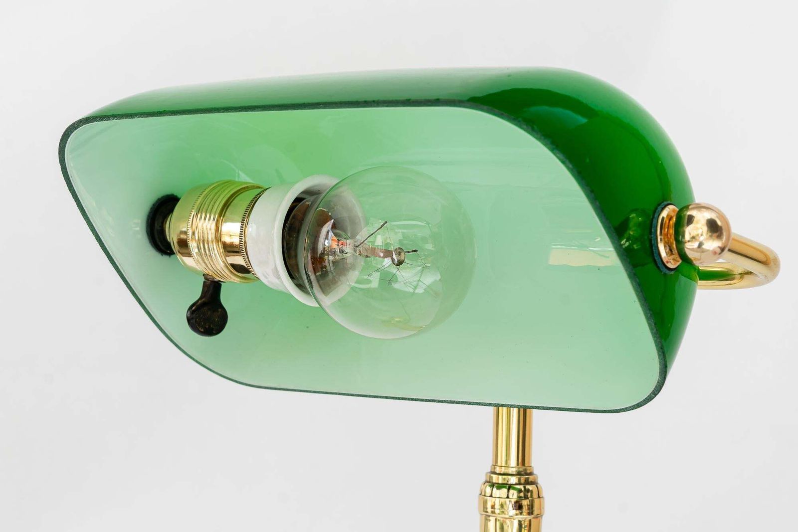 photo for sale Solid Banker Table Lamp With Original Glass Shade Vienna Around 1920s