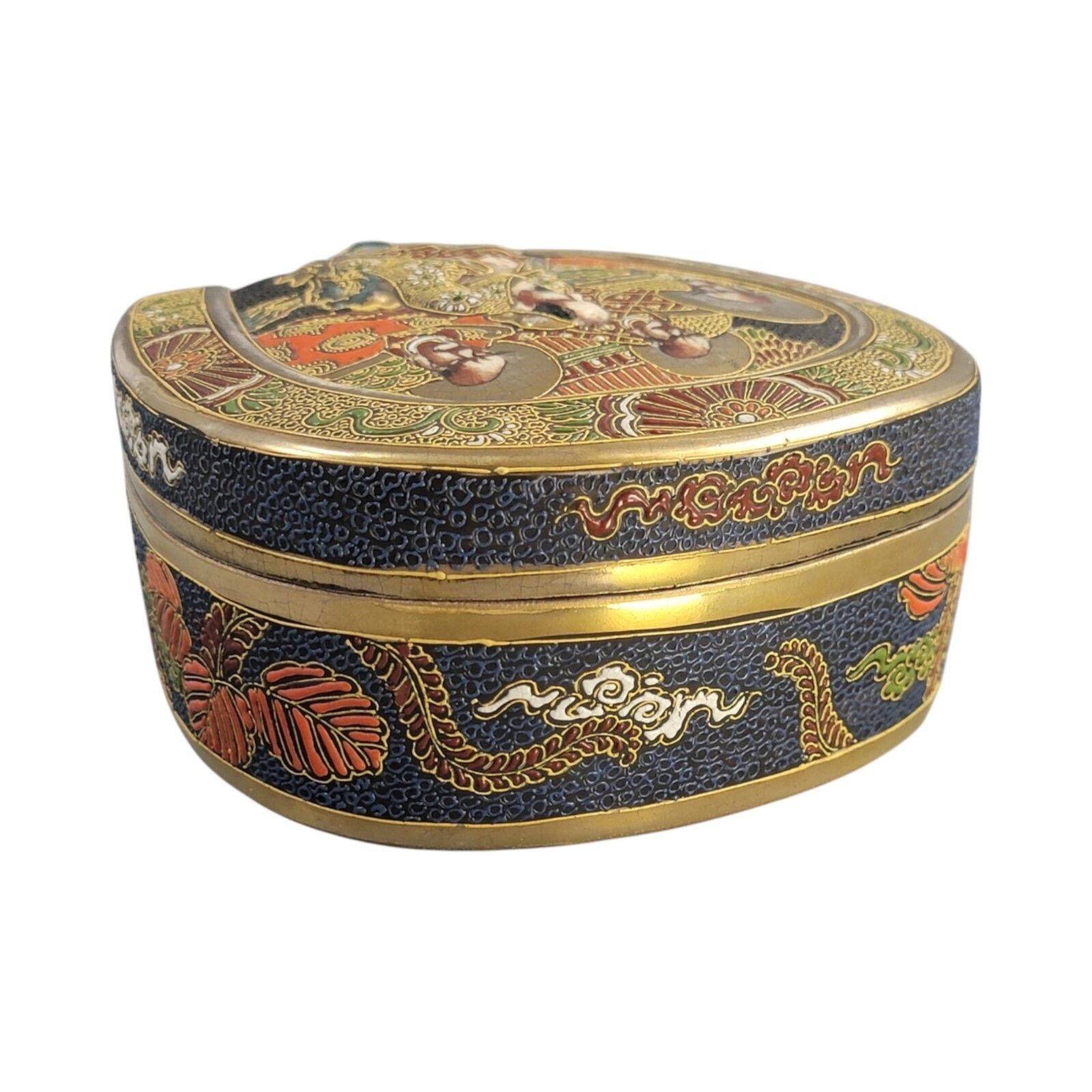 Antique Porcelain Japanese Meiji Satsuma Box By Toshōzan Signed 16 Cm photo 1200.0
