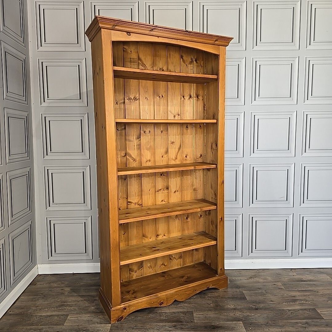 Retro Pine Wood Bookcase Vintage Large 7ft Solid Shelf Shelves Shelving Unit photo furniture