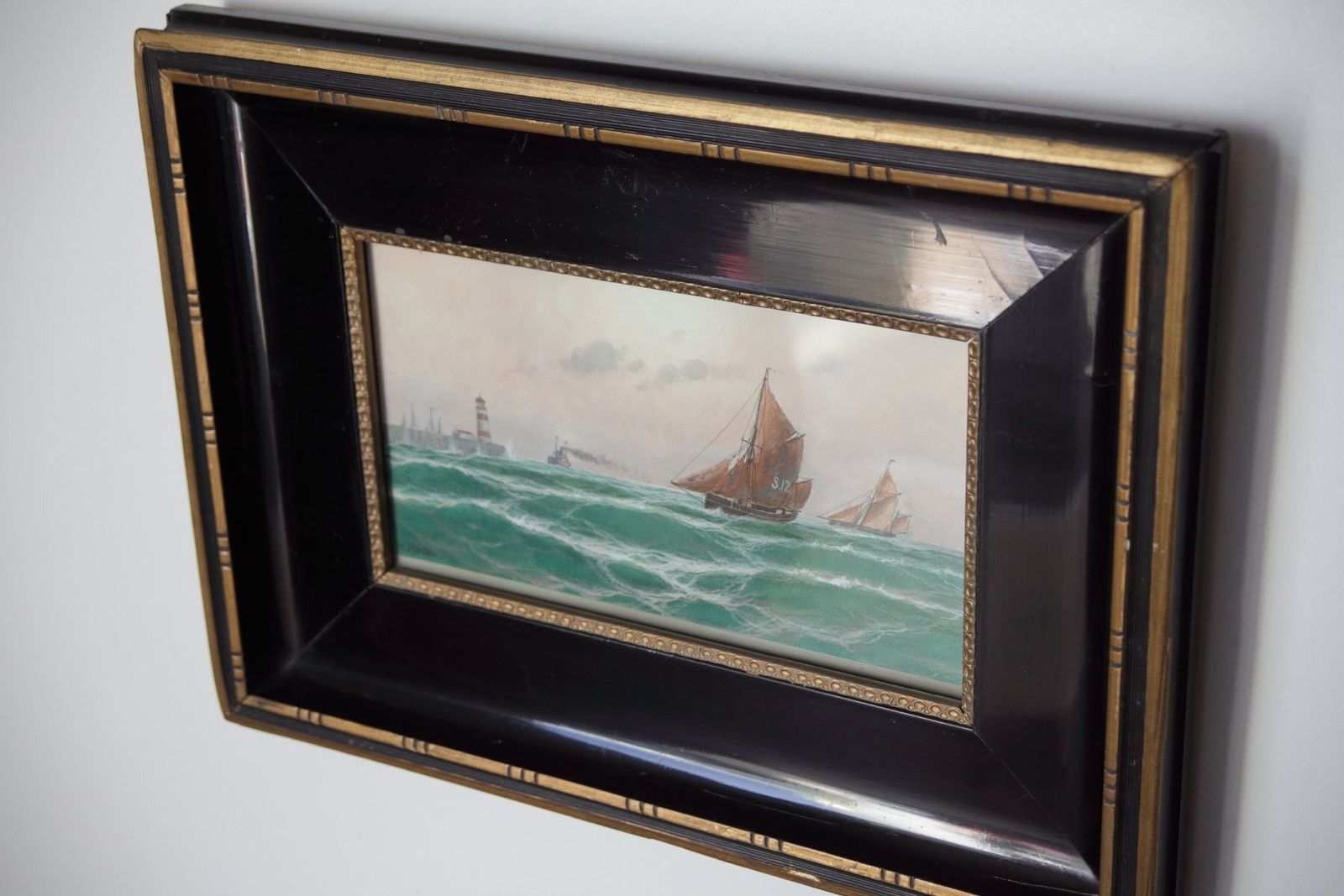 Max Jensen, Maritime Scene, Gouache On Paper, 19th Century, Framed photo furniture