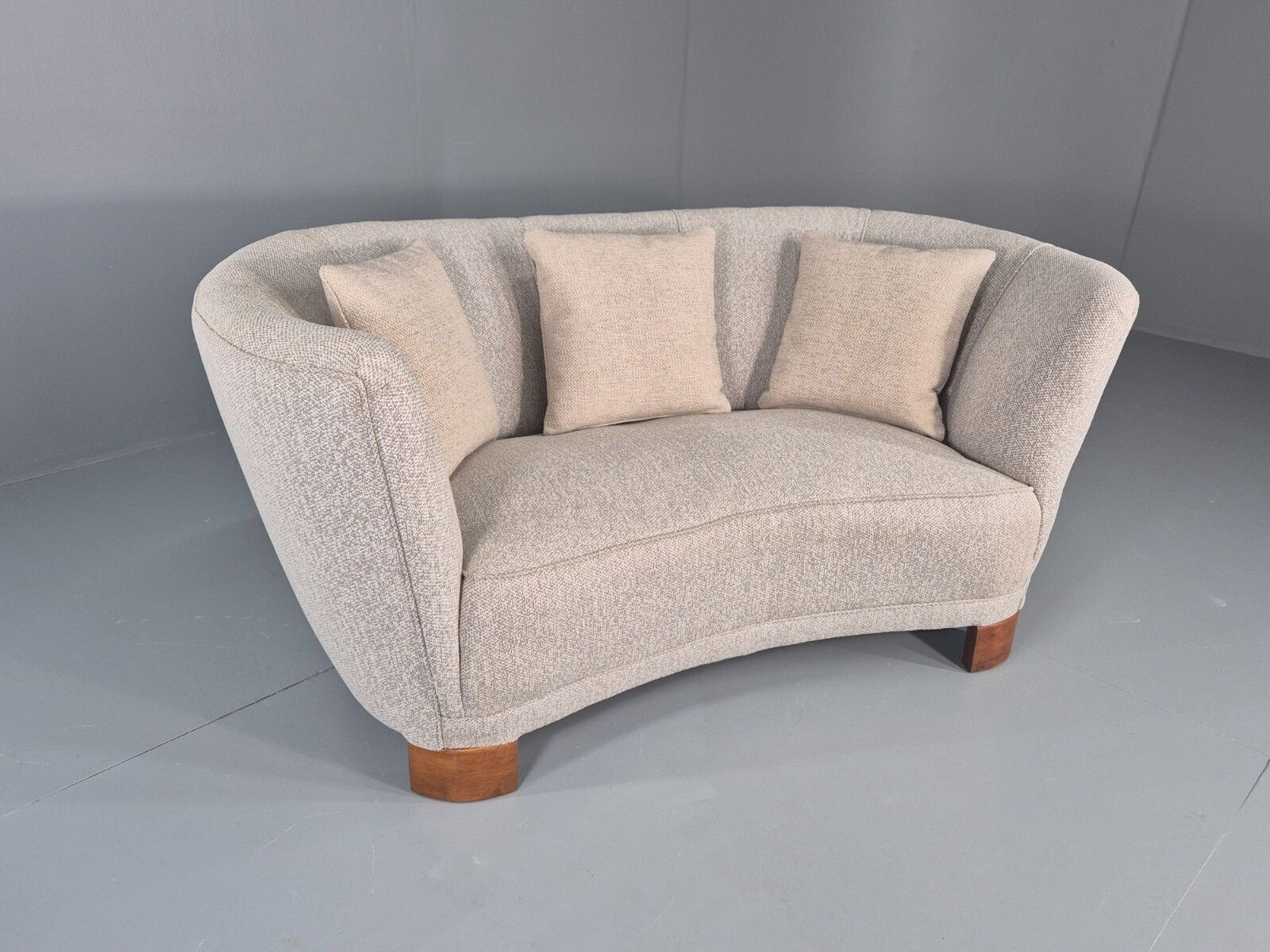 Vintage Art Deco Banana 2 Seat Sofa Danish New Upholstery 1930s M2ss photo furniture