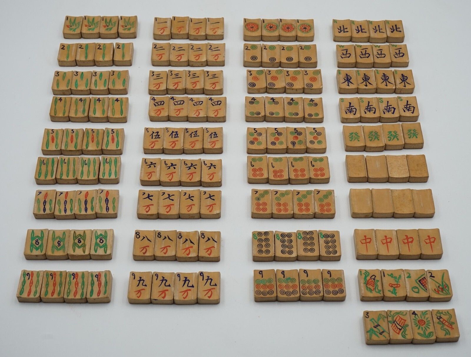 1175.0 Antique Asian Oriental Mahjong Set Of 148 Tiles In Edwardian Oak Box photo