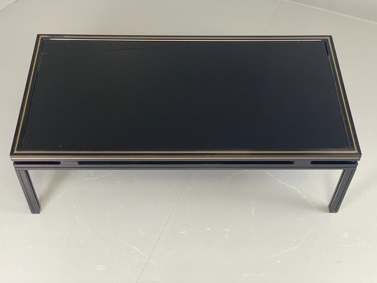 Vintage 1970s Coffee Table Pierre Vandel Black Gold Glass 1970s Eb11812 Mwoo photo 225.0