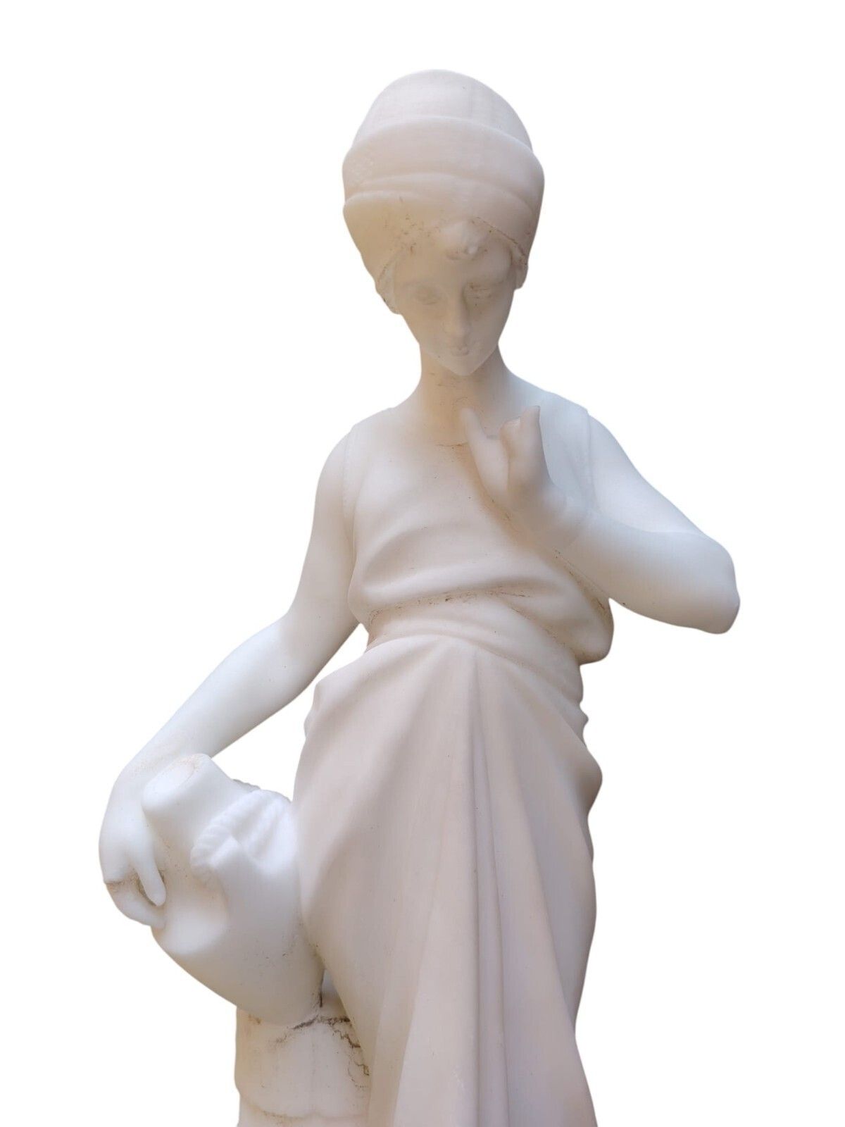 Sculpture First Half Of The 20th Century Alabaster Young Water Carrier At The Well photo furniture