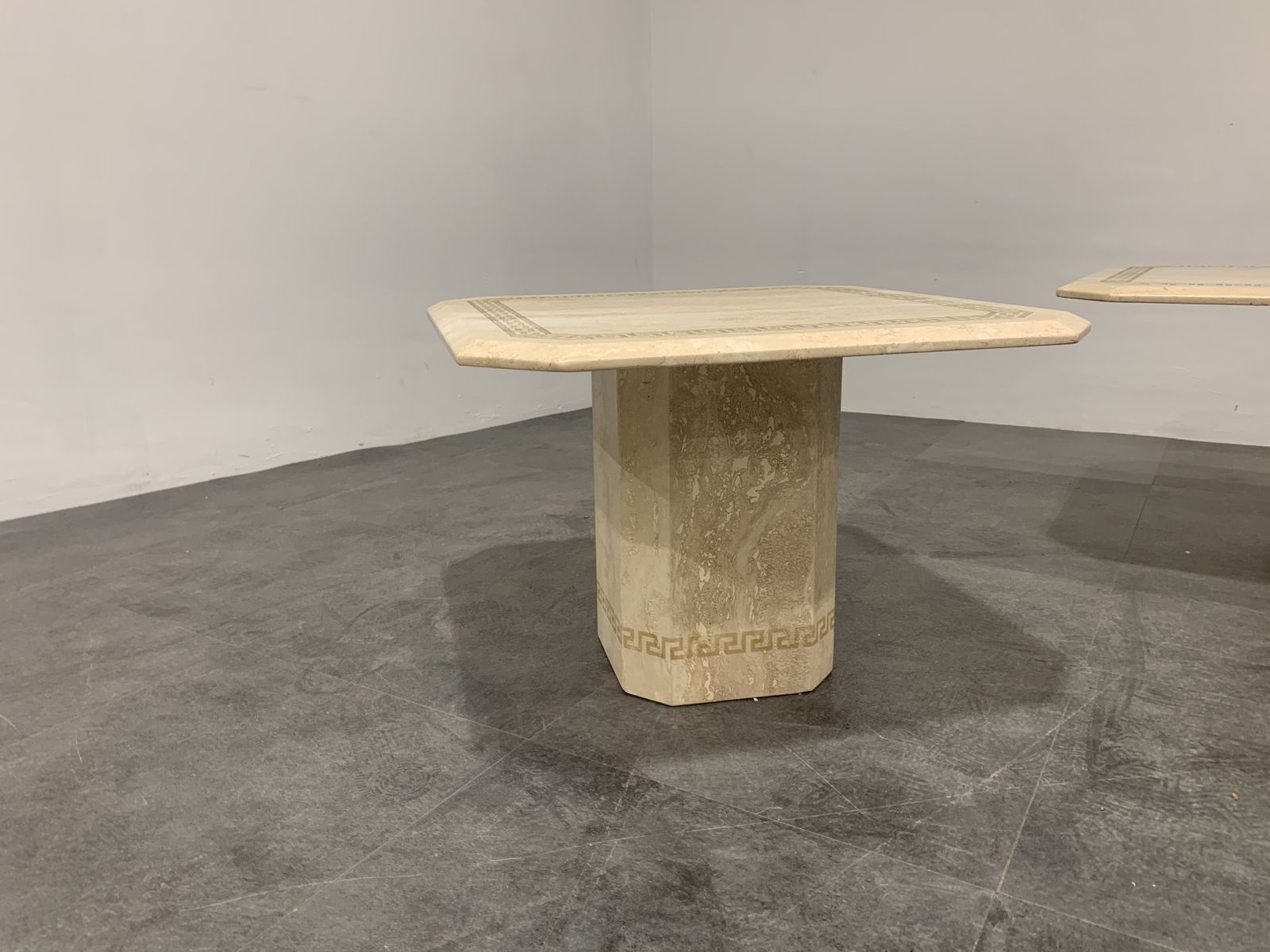 Vintage Travertine Coffee Table And Side Tables, 1980s photo furniture