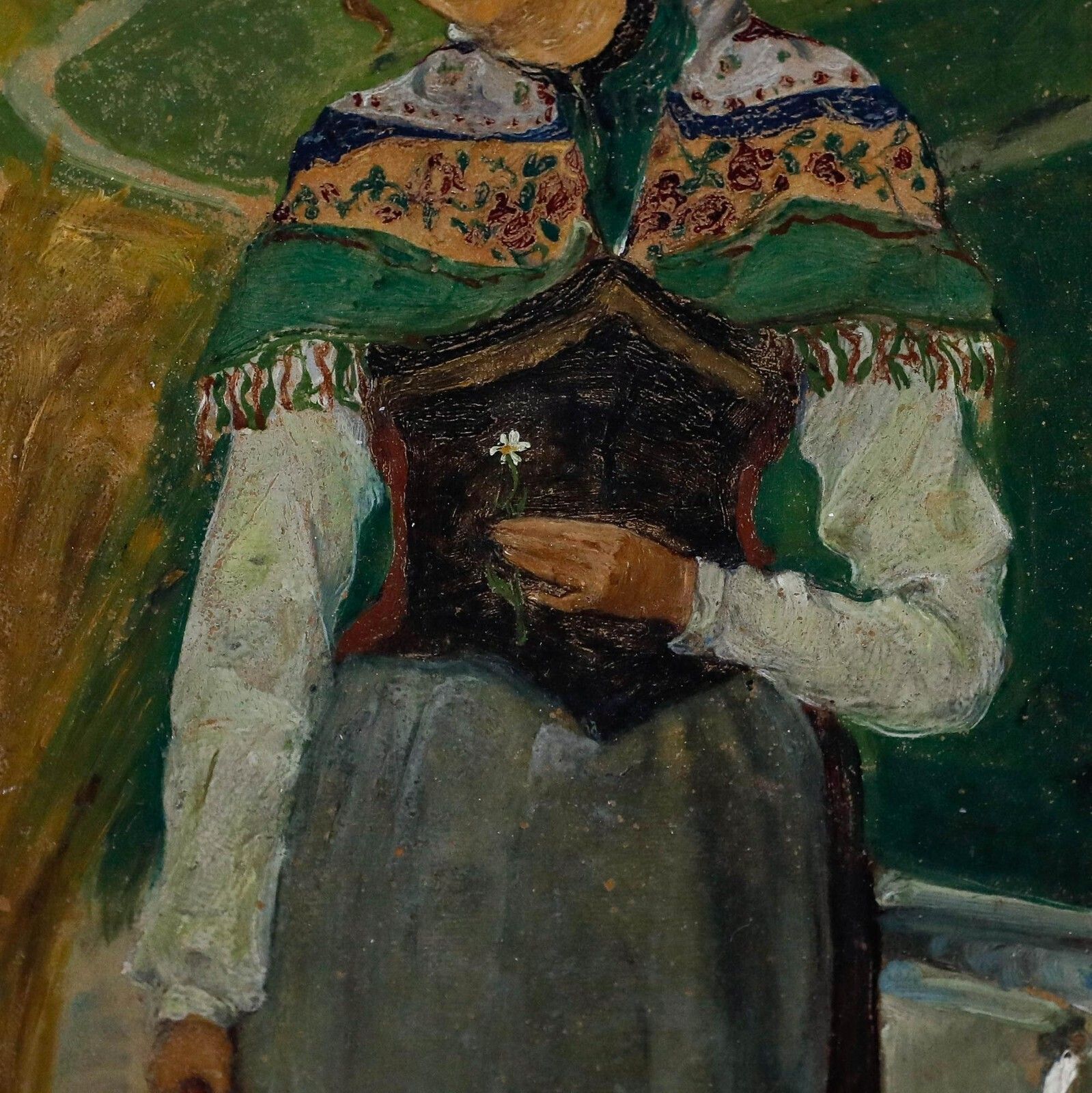 Reinhold Schmidt (1861 1927)   Folk Art Late 19th Century Oil, Courting Couple photo buy
