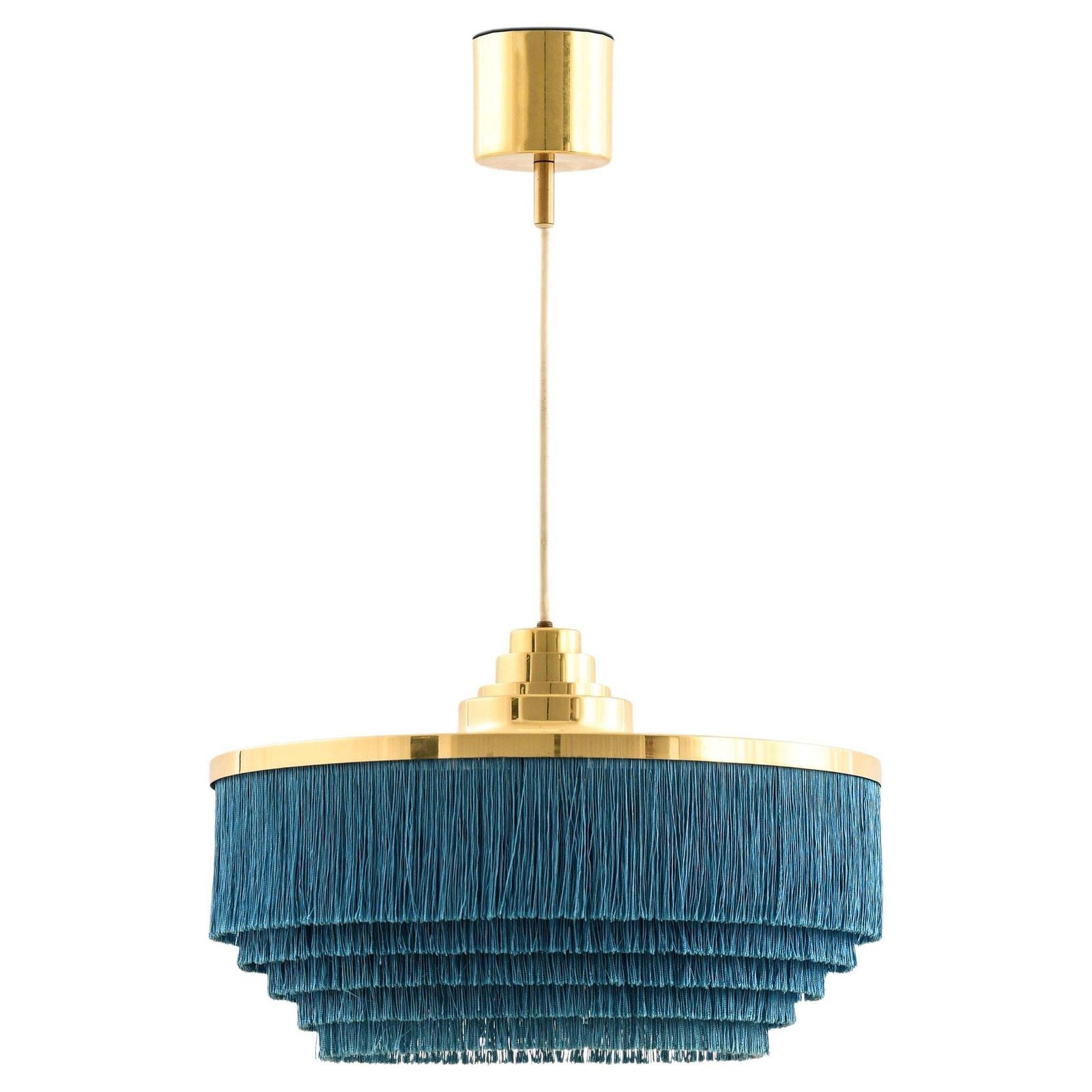 Ceiling Lamp In Brass And Silk By Hans Agne Jakobsson, 1960s