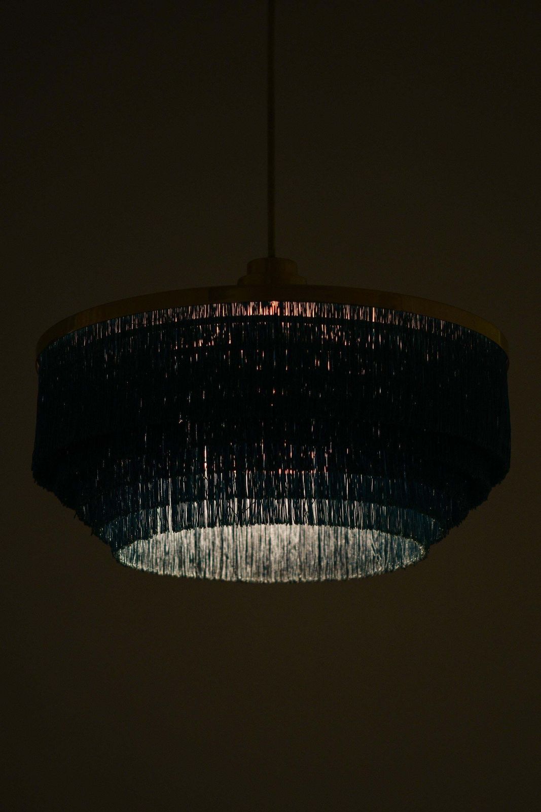 Ceiling Lamp In Brass And Silk By Hans Agne Jakobsson, 1960s photo for sale