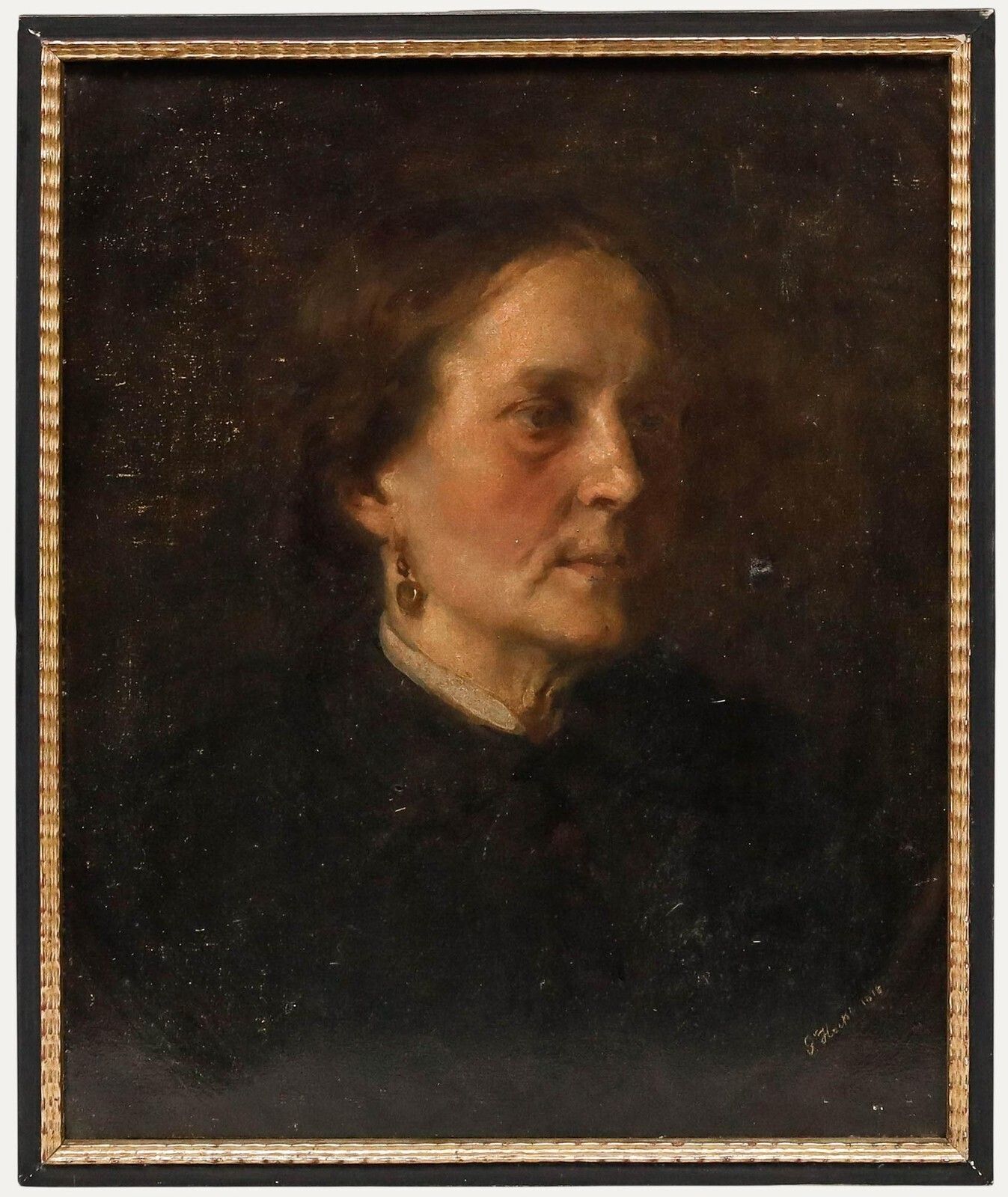 Gabriel Von Hackl (1843 1926)   Framed 1918 Oil, Portrait Of A Lady
