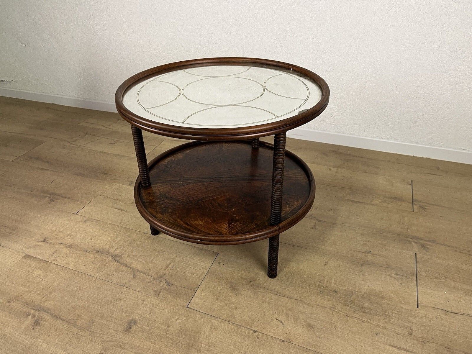 Furniture 1950s Vintage Design Wood And Glass Coffee Table photo