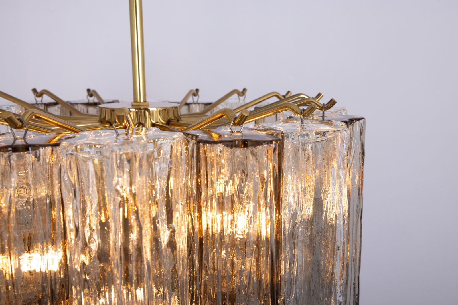 Lighting Large Tronchi Murano Glass Chandelier By Venini For Kalmar, Austria, 60s photo
