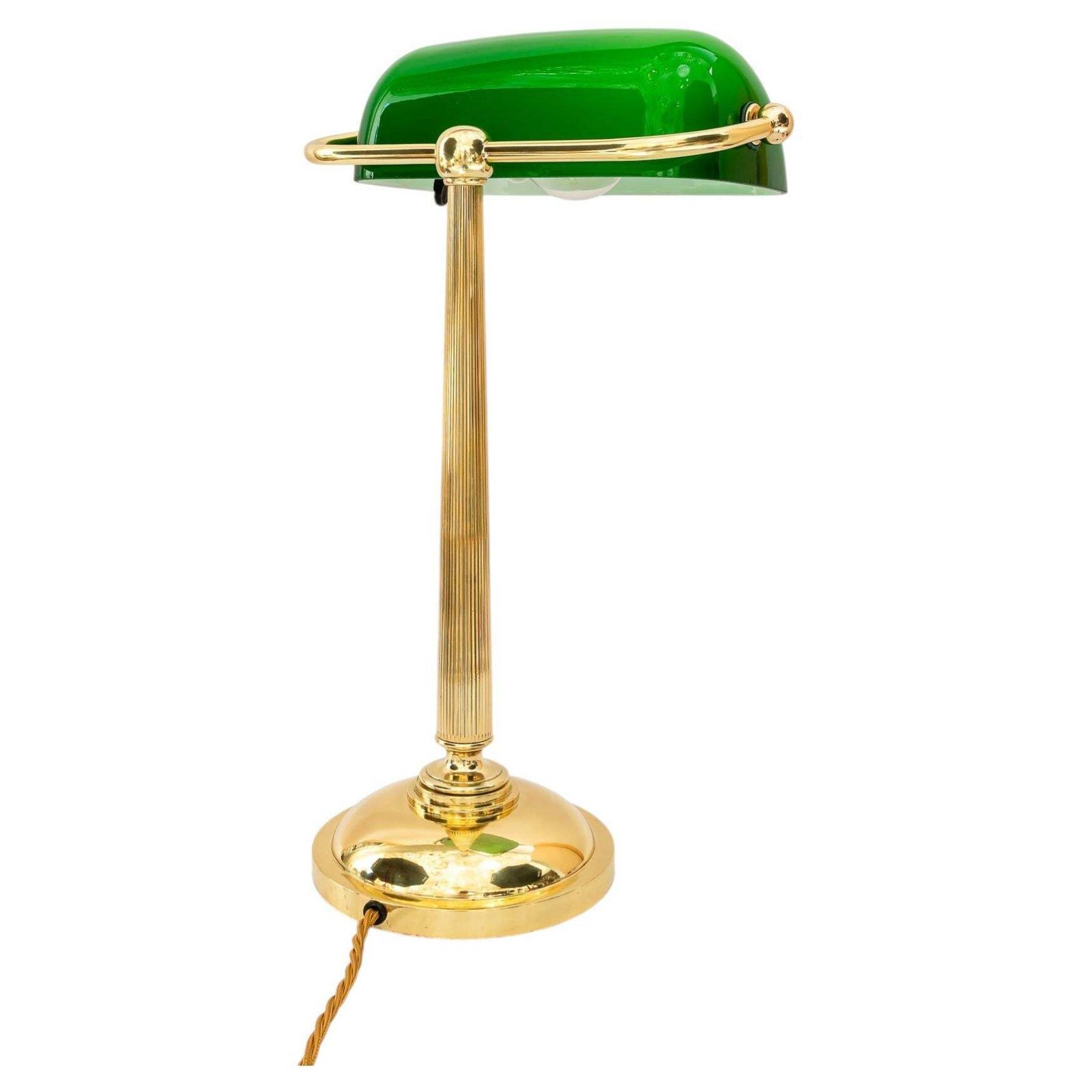 Art Deco Banker Lamp With Green Glass Shade Vienna Around 1920s