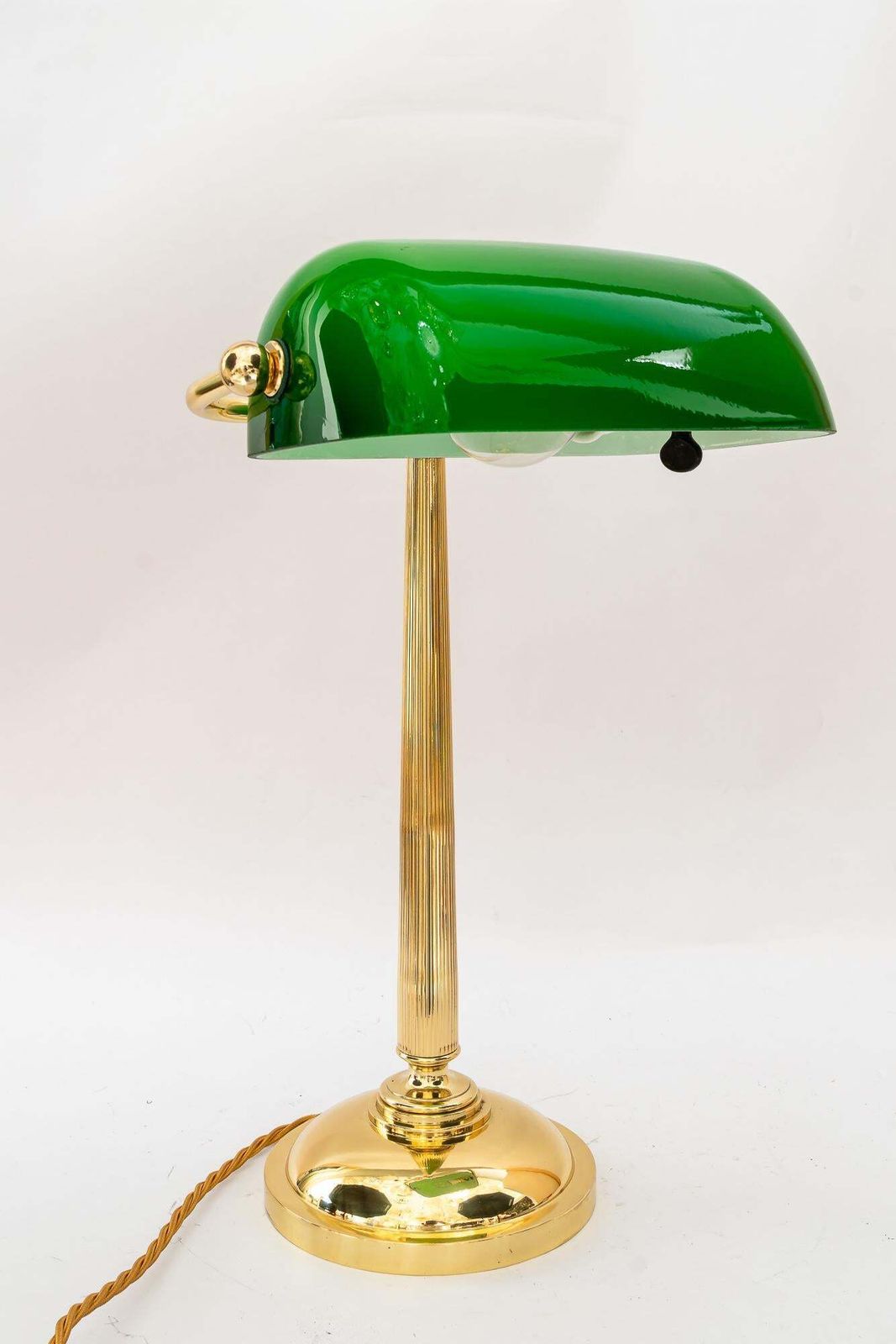 Art Deco Banker Lamp With Green Glass Shade Vienna Around 1920s photo Lighting