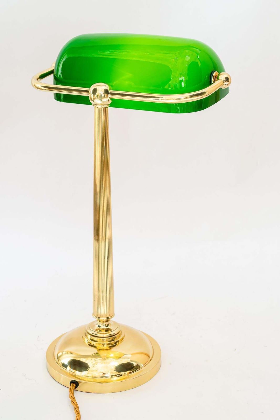 734.0 Art Deco Banker Lamp With Green Glass Shade Vienna Around 1920s photo