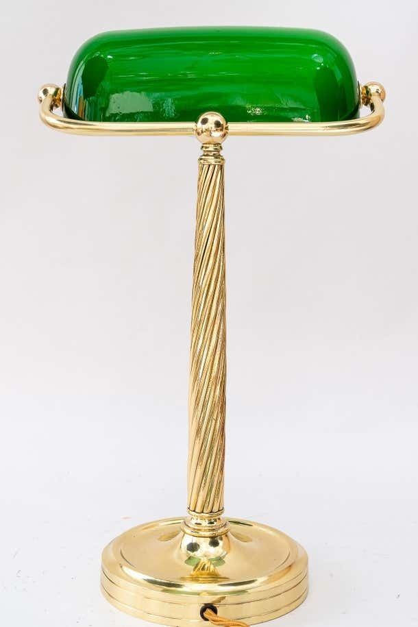 Solid Banker Table Lamp With Original Glass Shade Vienna Around 1920s photo 604.0