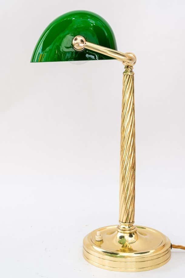Solid Banker Table Lamp With Original Glass Shade Vienna Around 1920s photo buy