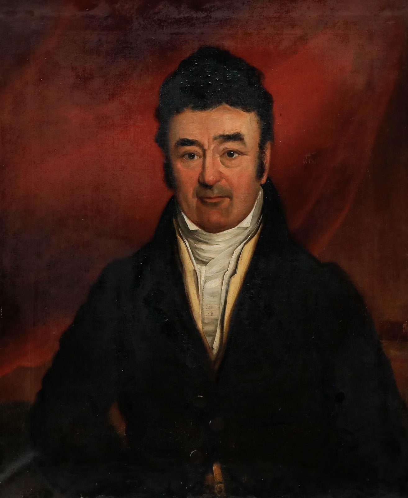 Early 19th Century Oil   Gentleman In Silk Necktie photo furniture