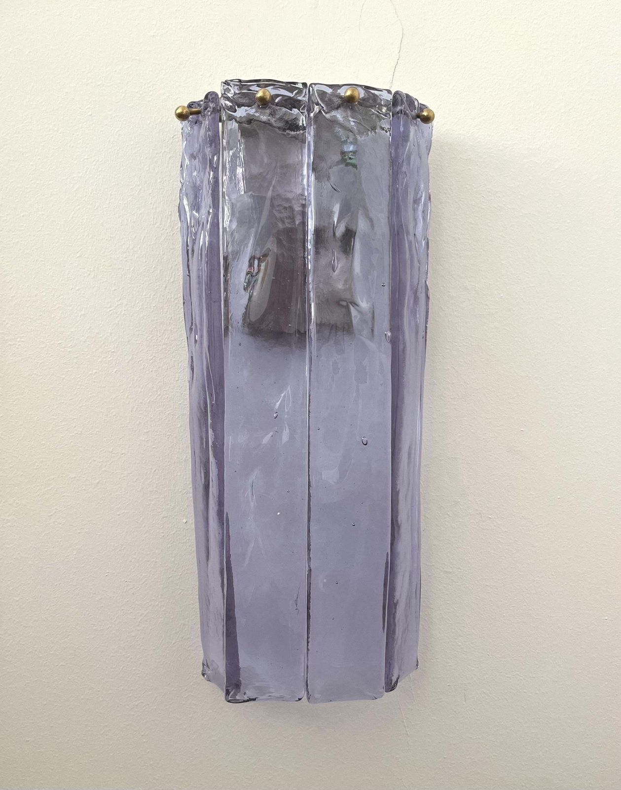 Italian Mid Century Barbie Lilac Murano Pair Of Wall Sconces By Mazzega, 1970s photo for sale