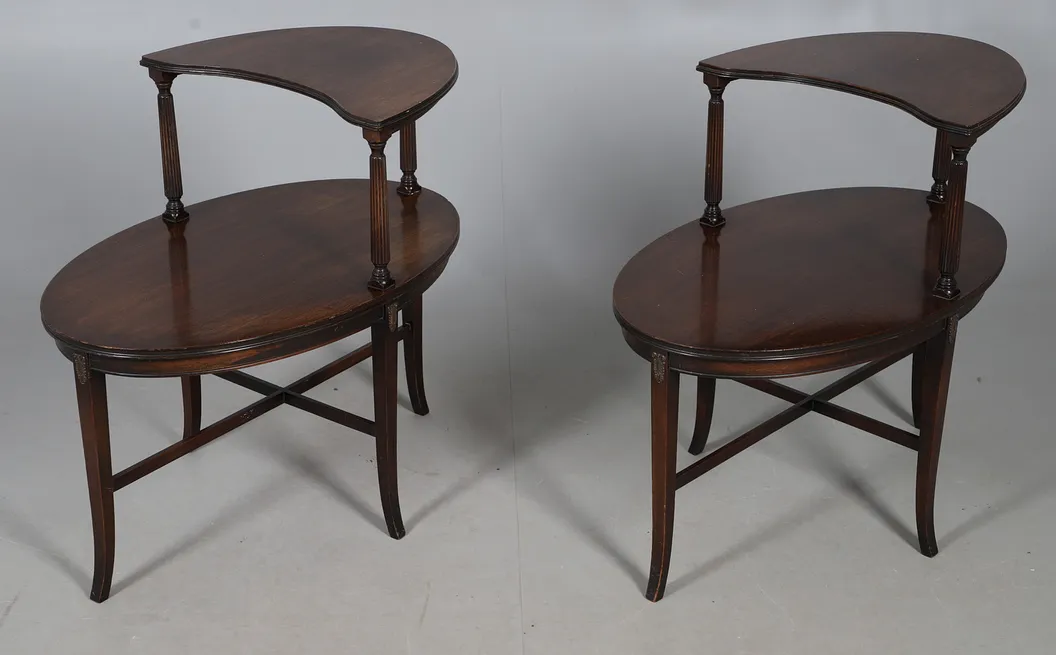 Rare Antique Matching Pair Tiered Tables Ferguson Brothers Hoboken photo Furniture