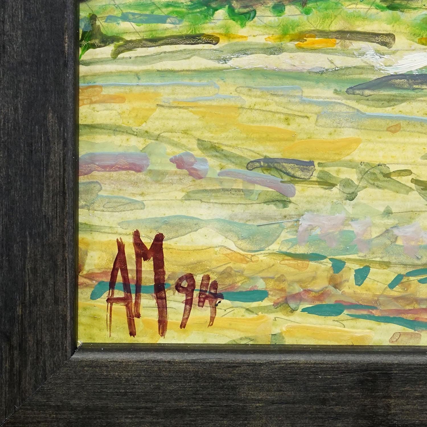 Olieverfschilderij Van Alexander Michael – Botenhuis Aan De Oever Van De Chiemsee photo Kunst