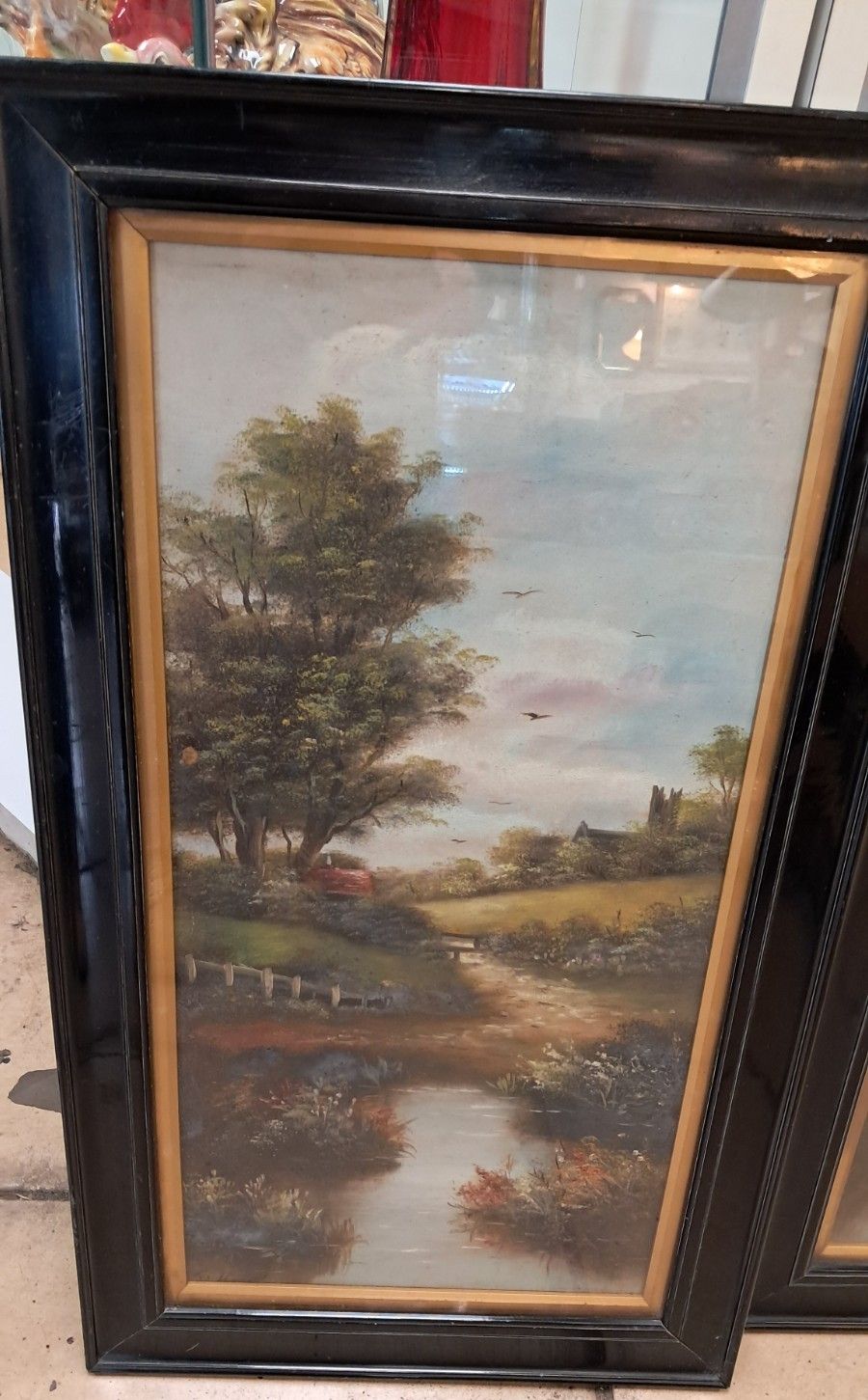 Art Victorian Oil On Board Set Of 3 Pastoral Scene Paintings   Original Frames (A/F) photo