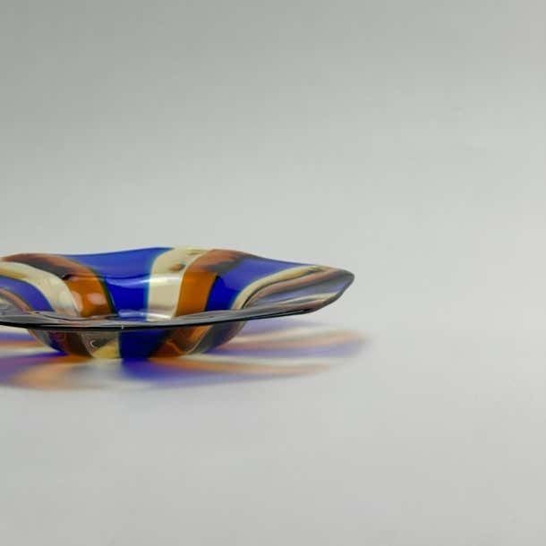 Murano Striped Art Glass Candy Dish, Fratelli Toso, 1970s Italy photo 310.0