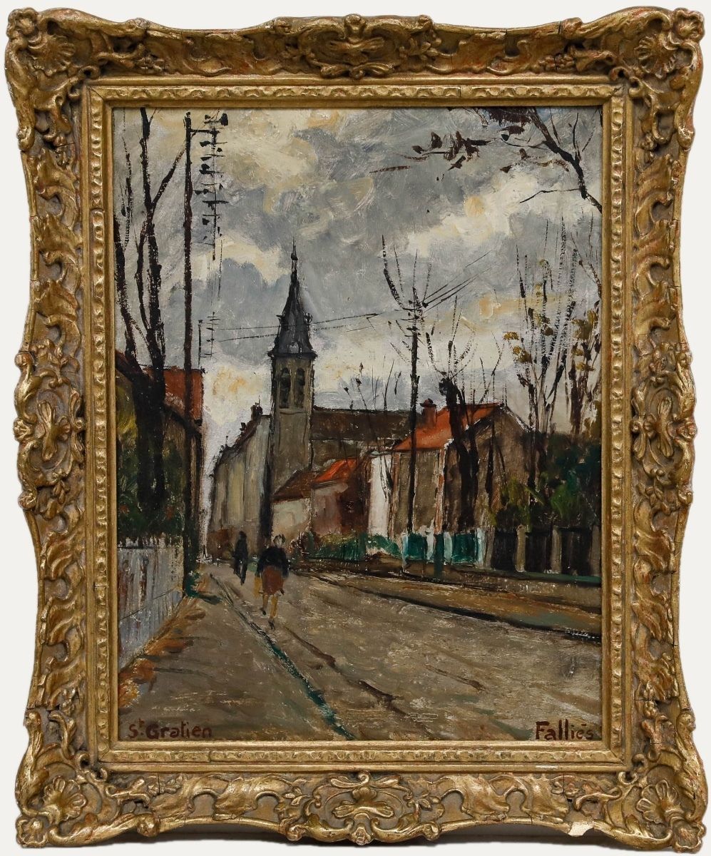Maurice Fallies (C.1883 1965)   Oil, A Street In Saint Gratien photo furniture