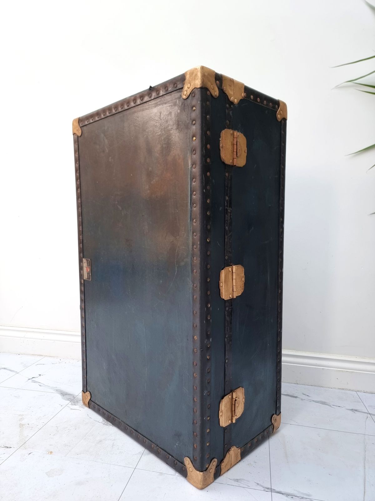 Furniture Antique Victor Luggage Travel Steamer Cabin Trunk  1910s photo
