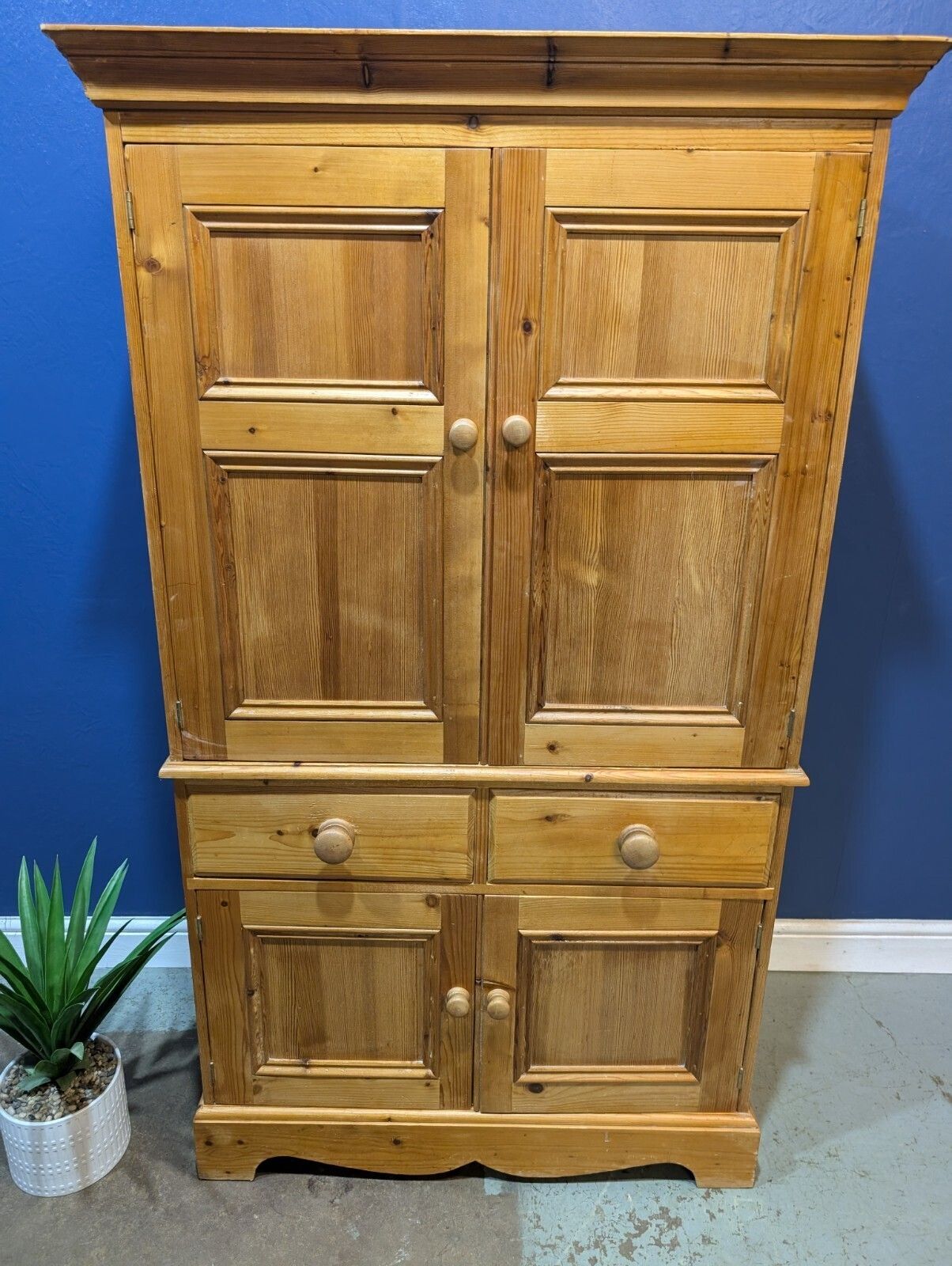 Vintage Pine Wardrobe Armoire Larder Linen Closet Bedroom Kitchen Drawers Chest. photo furniture