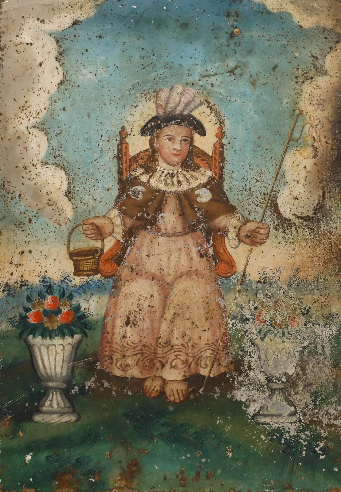 Cuzco School Early 20th Century Oil   Holy Infant Of Atocha On A Mountain photo furniture