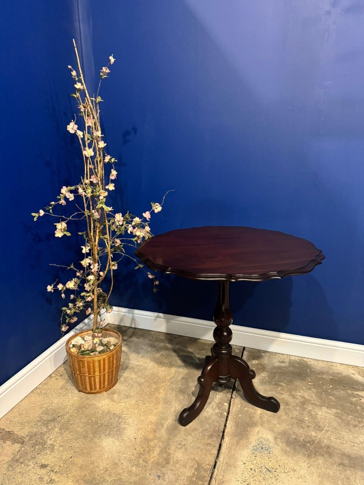 Antique Edwardian Mahogany Pedestal Side Table Cabriole Leg Hall End Vintage.