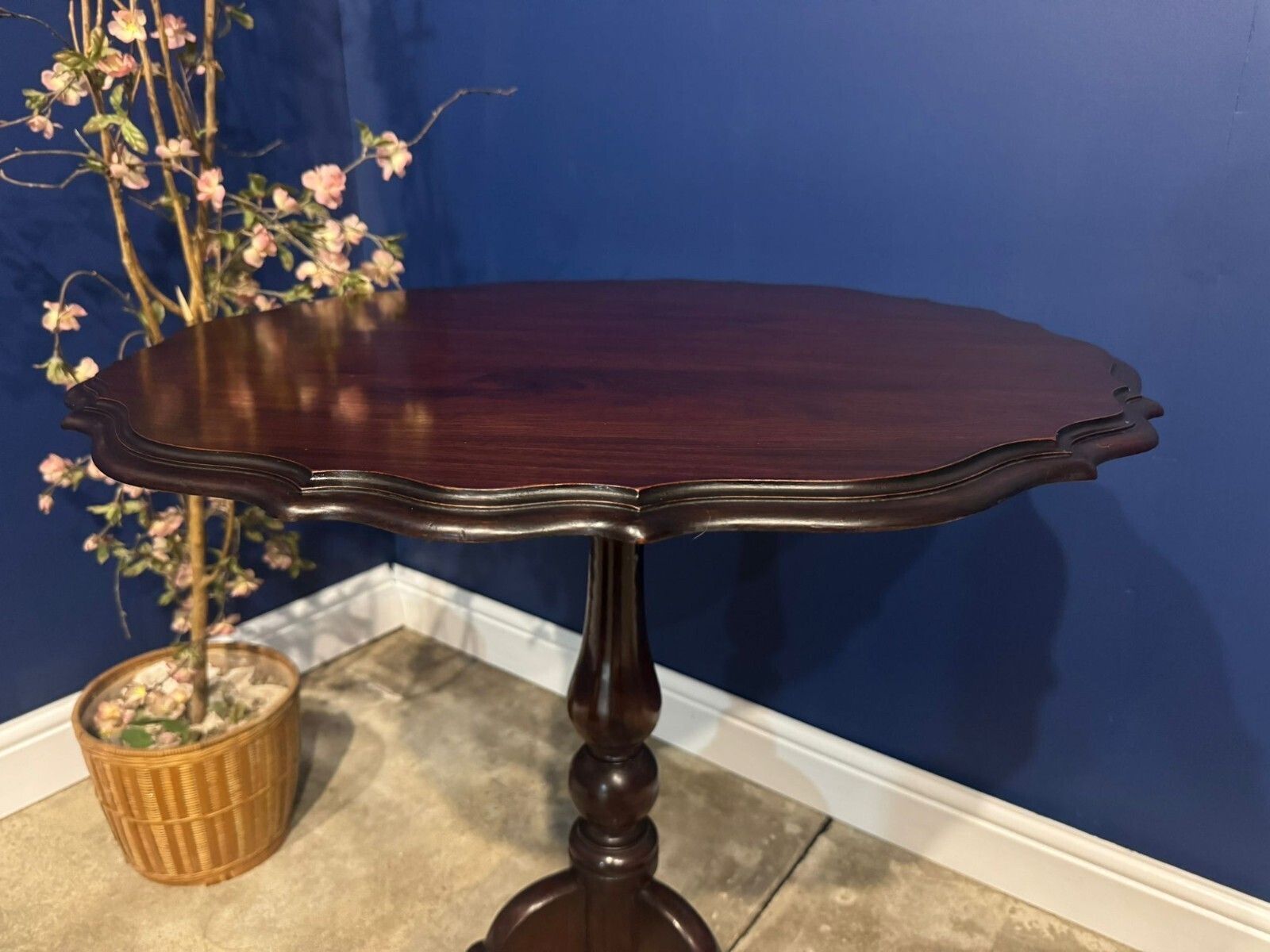 Antique Edwardian Mahogany Pedestal Side Table Cabriole Leg Hall End Vintage. photo Furniture