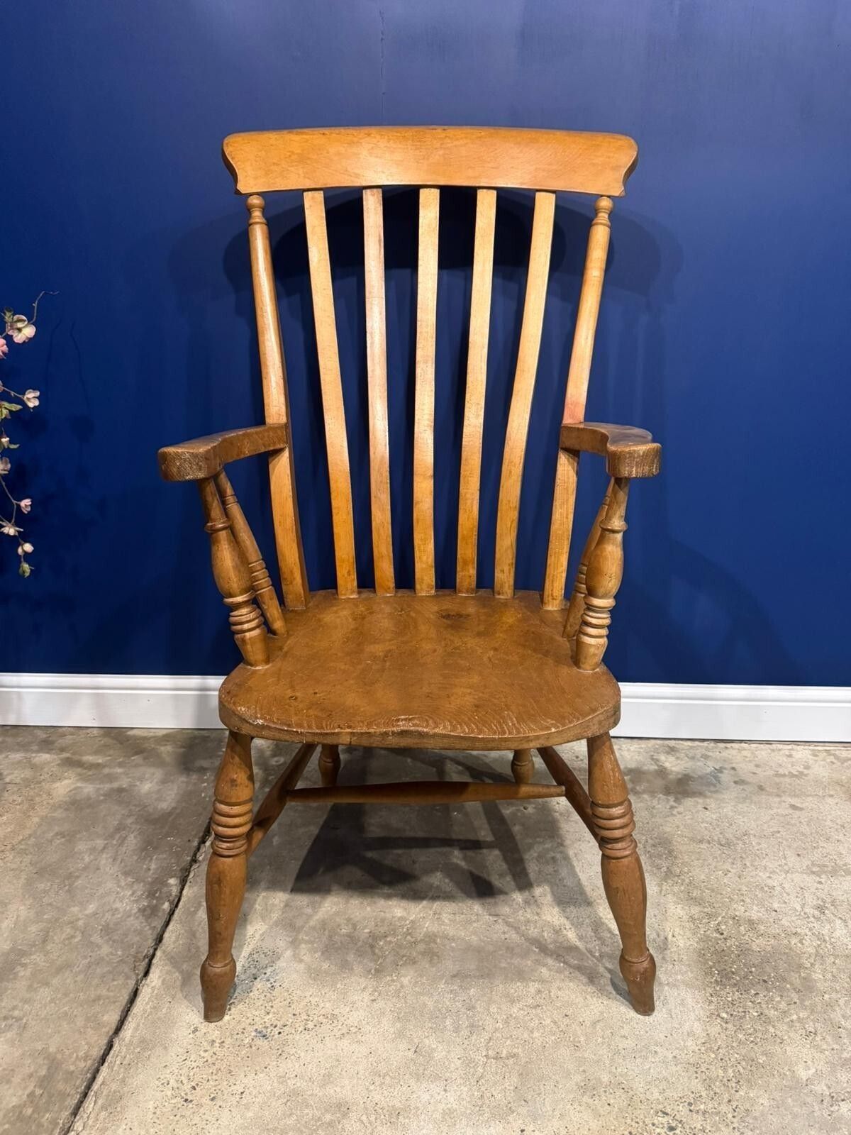 Antique Elm Armchaihair Farmhouse Rustic Kitchen Dining Chair Victorian Bedroom. photo for sale