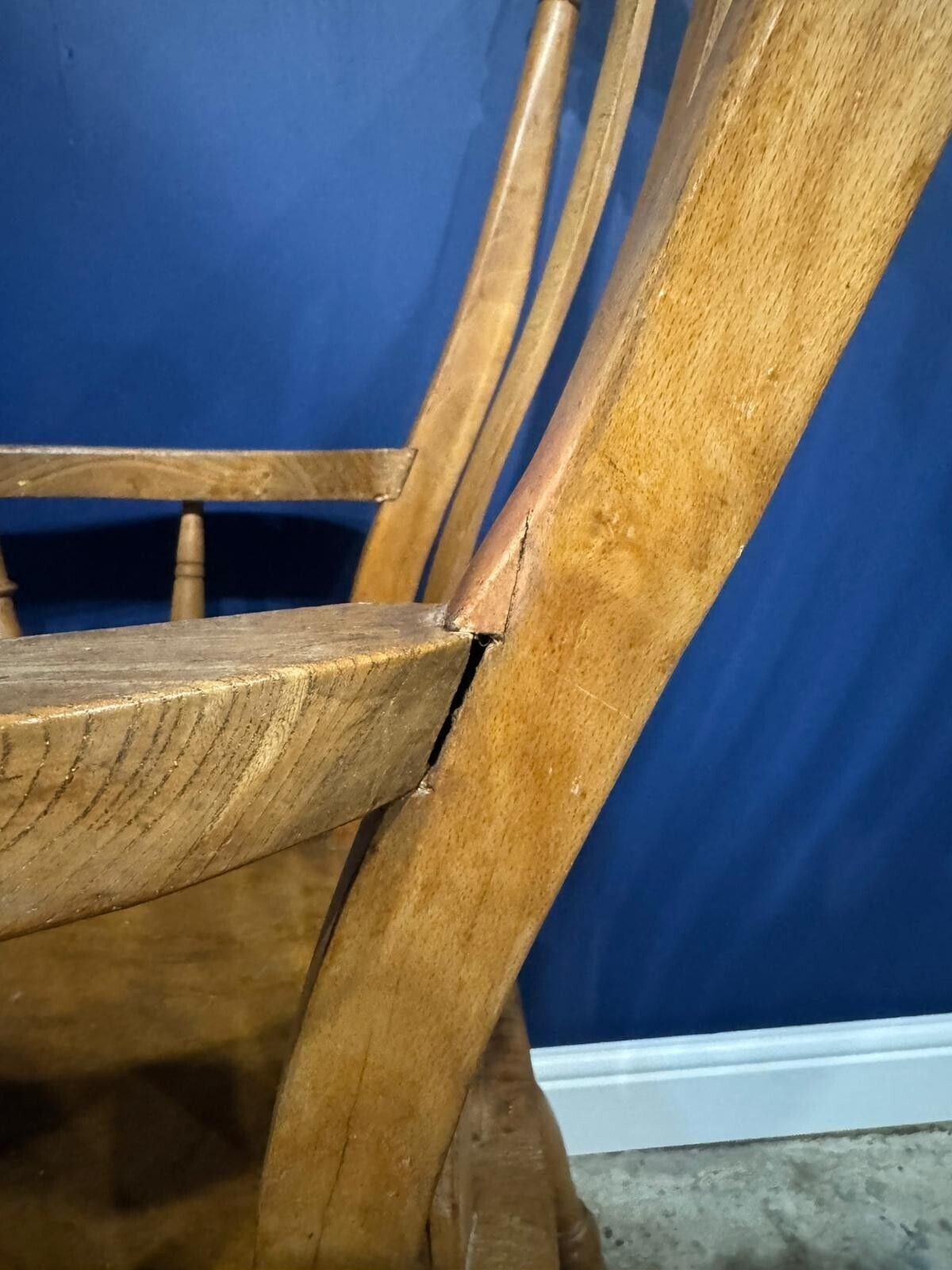 photo for sale Antique Elm Armchaihair Farmhouse Rustic Kitchen Dining Chair Victorian Bedroom.
