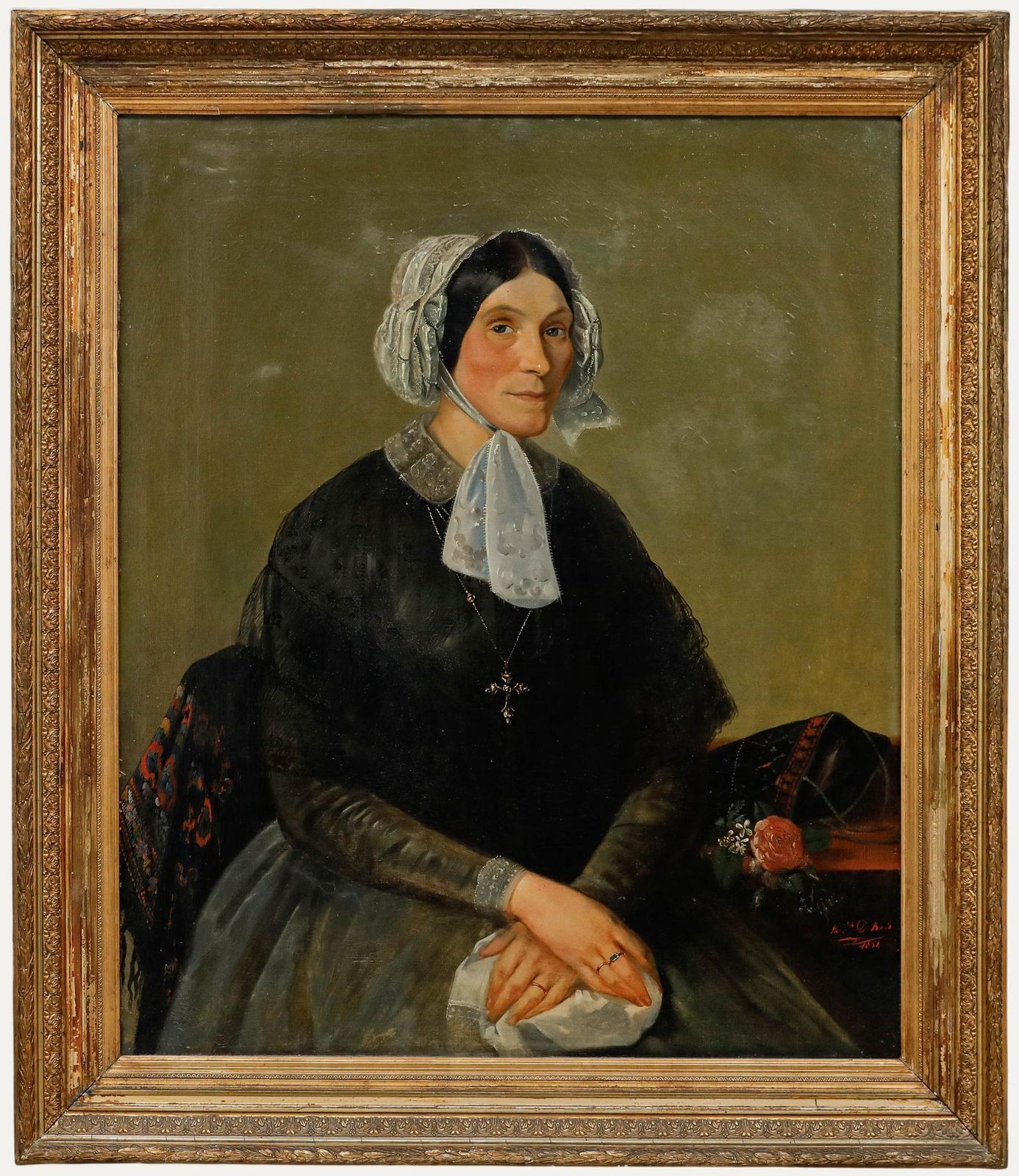 1851 Oil   Lady In Silk And Lace