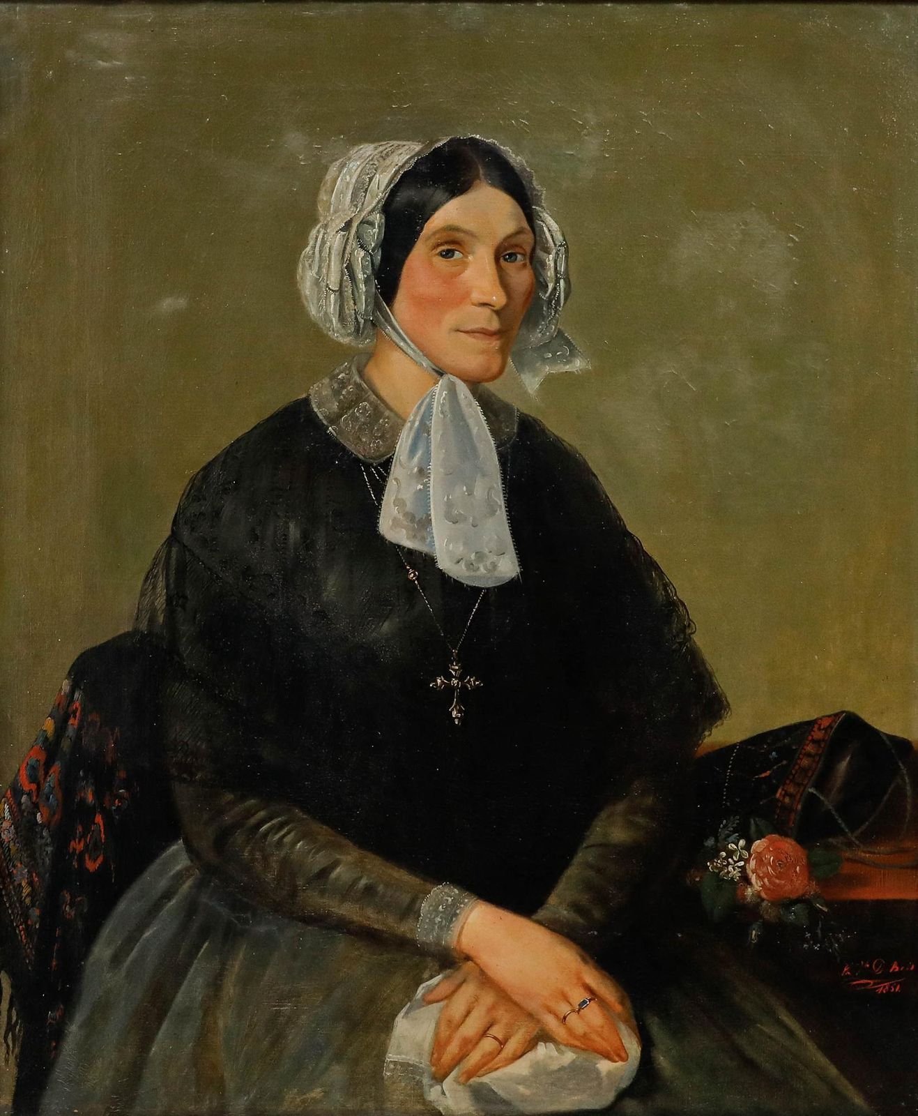 1851 Oil   Lady In Silk And Lace photo furniture