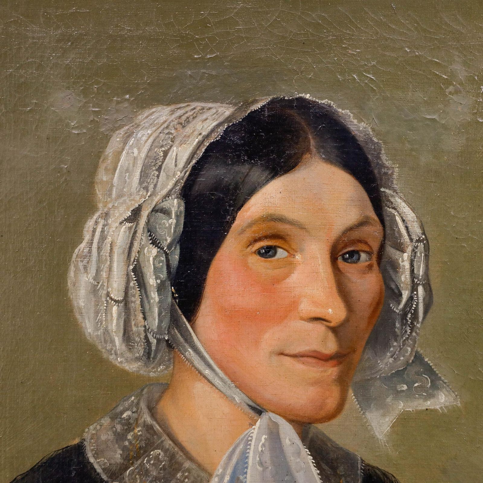 1851 Oil   Lady In Silk And Lace photo vintage