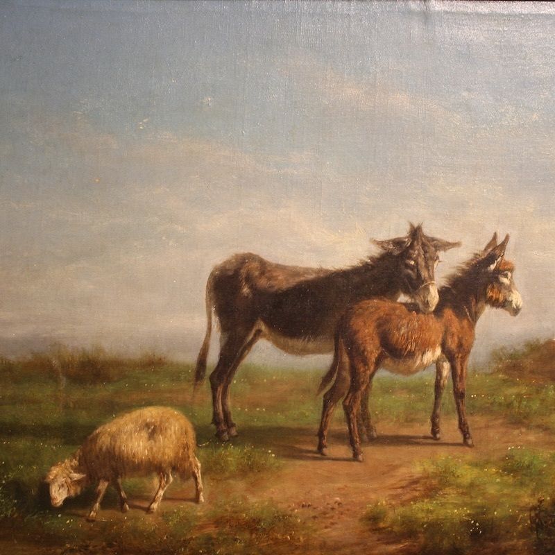 19th Century Italian Signed Bucolic Landscape Painting photo for sale