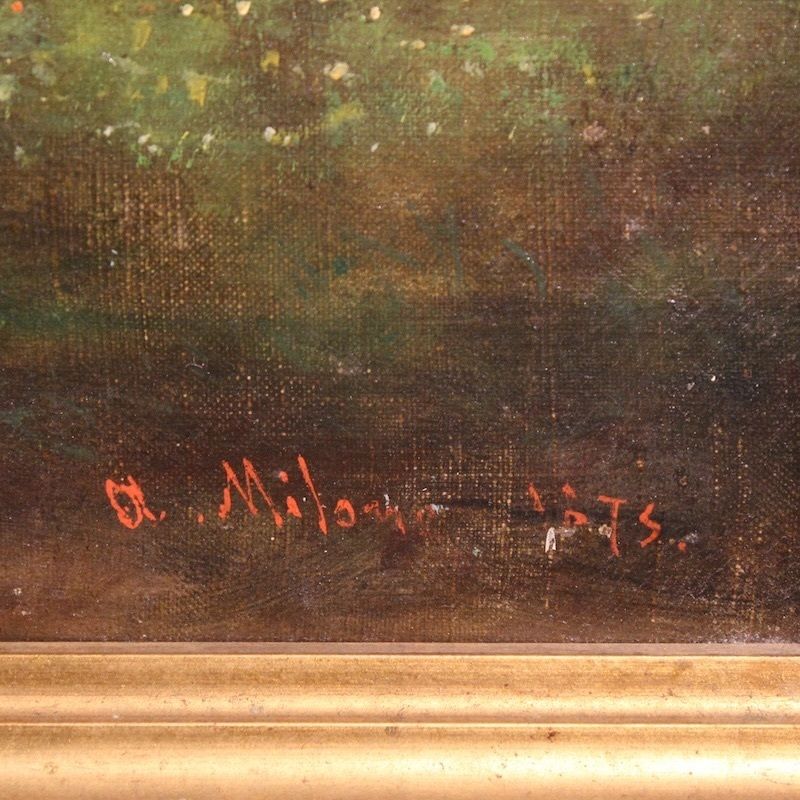 19th Century Italian Signed Bucolic Landscape Painting photo Art