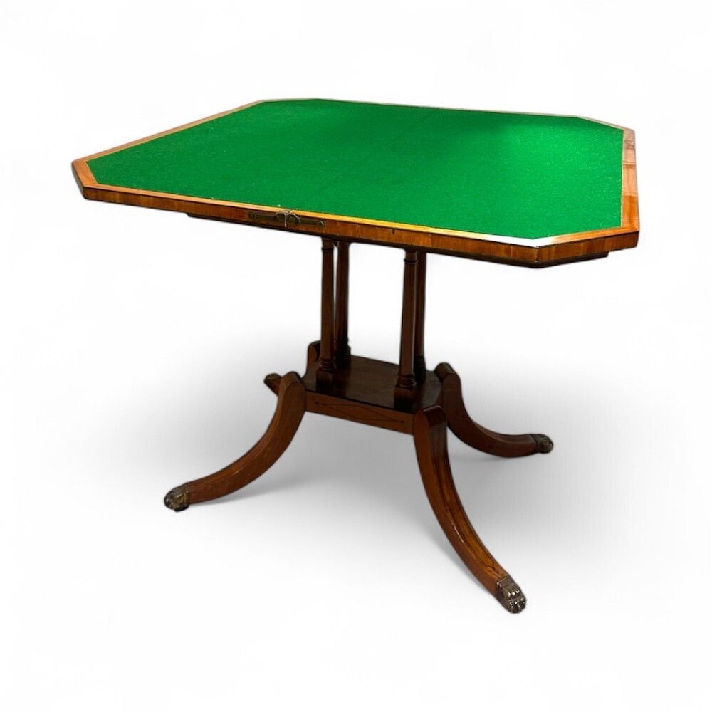 Satinwood & Rosewood Regency Fold Over Table With Ebony Inlay Detail photo furniture