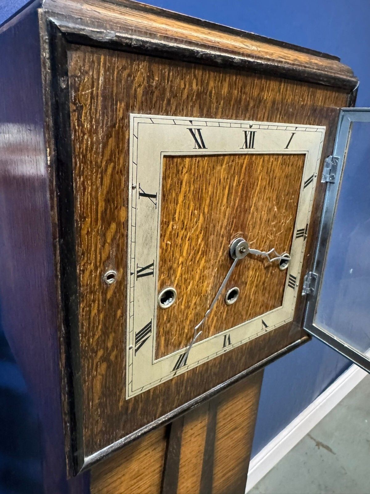 185.0 Antique Art Deco Grandmother Clock Granddaughter Long Case Vintage Working. photo
